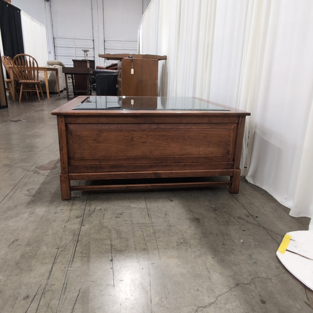 Bob Lexington Traditional Brown Wood Coffee Table with Ornate Mirror