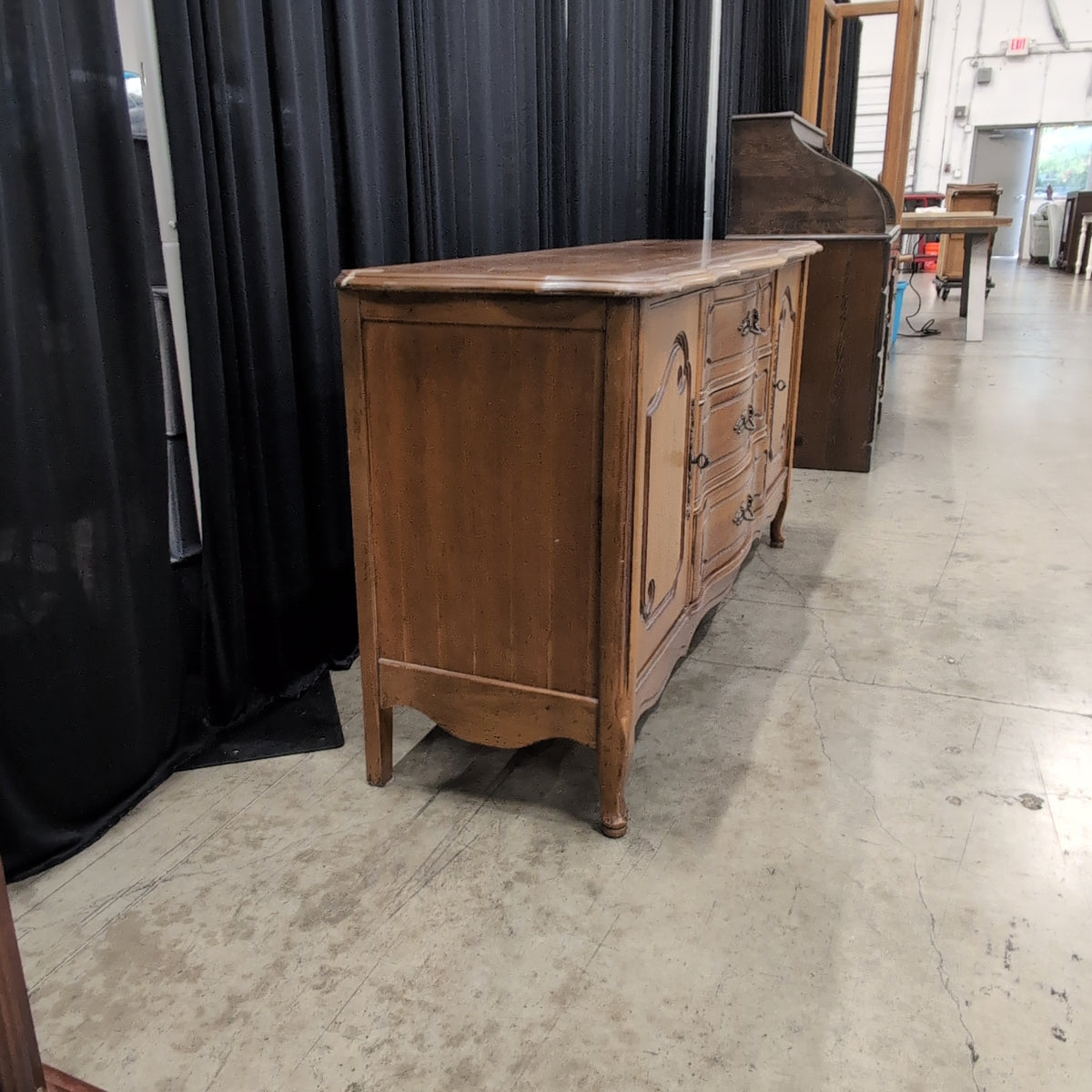 Bassett Furniture-French Provincial Wood Buffet with Mirrored Top