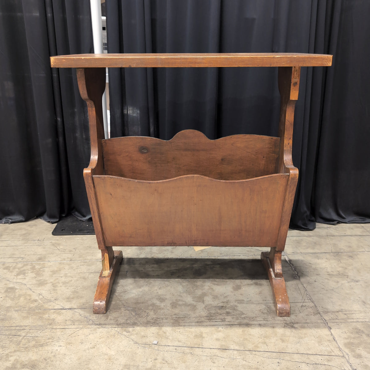 Brown Wood End Table with Magazine Rack