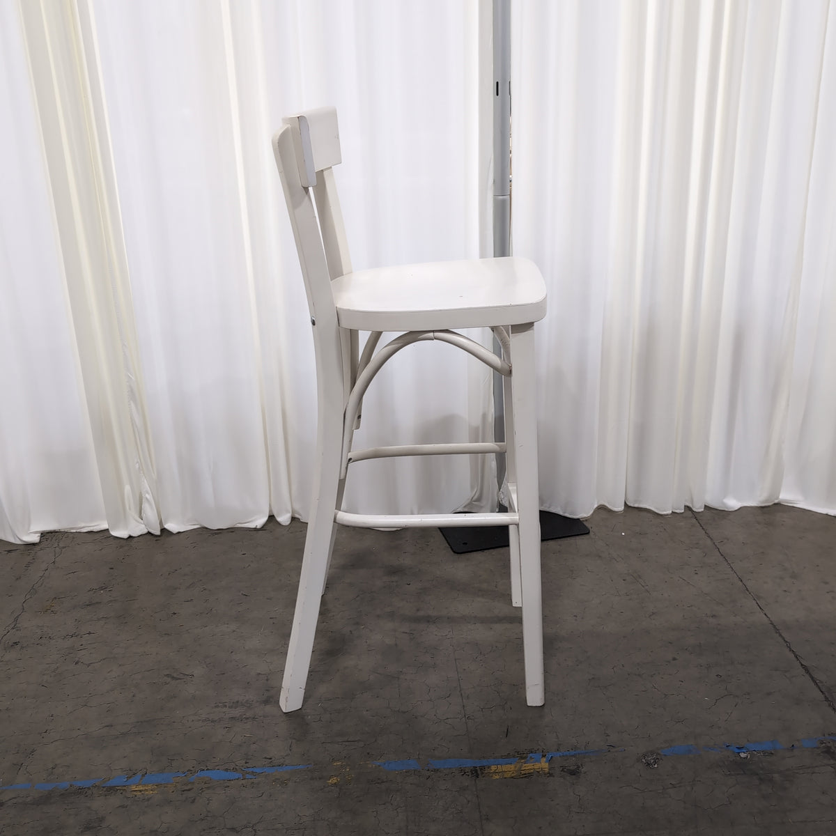 Pair of White Wood Bar Stools with Backs