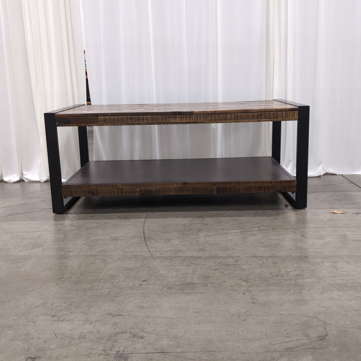 Industrial Style Wood Coffee Table with Metal Frame