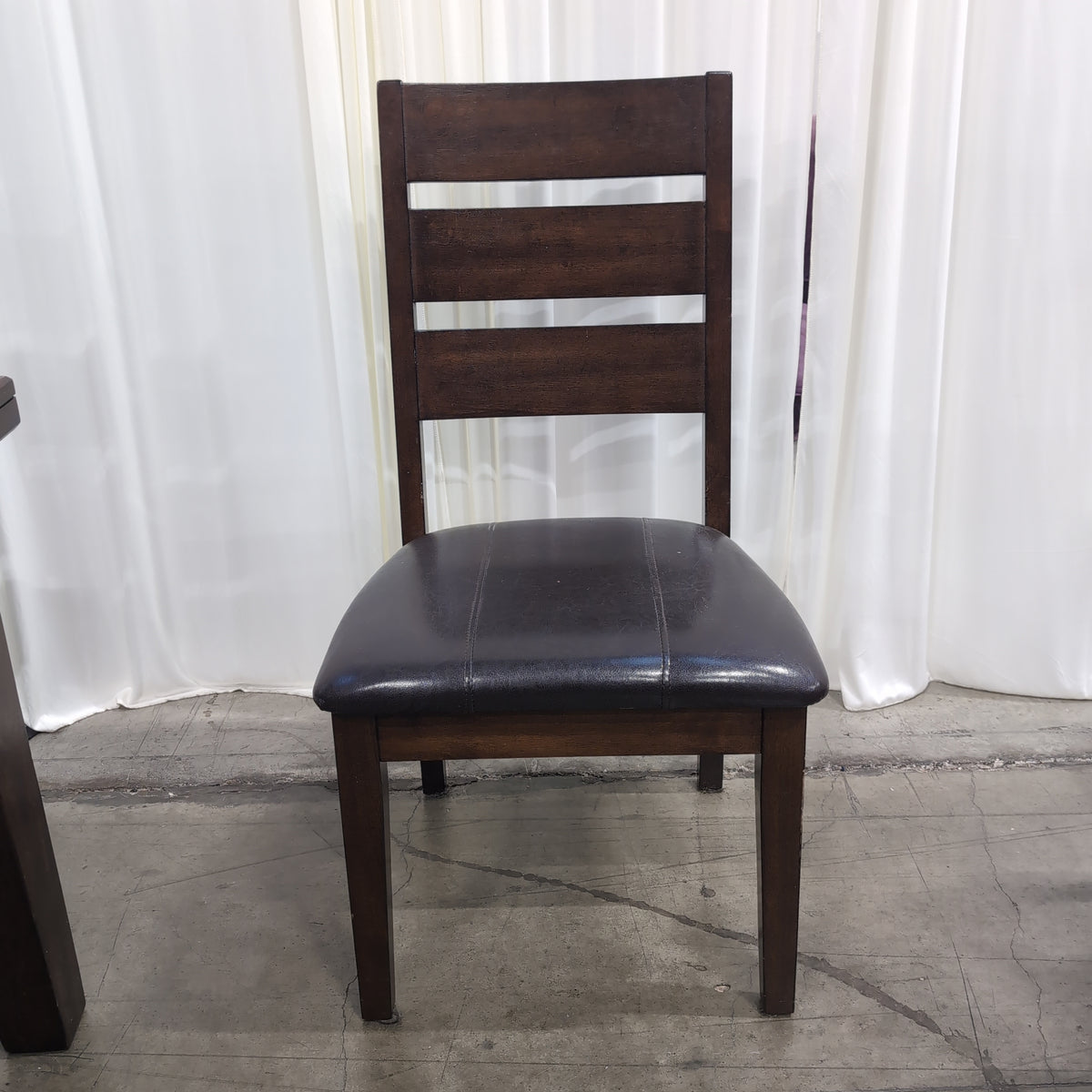 Dark Brown Wood Dining Table with Six Chairs