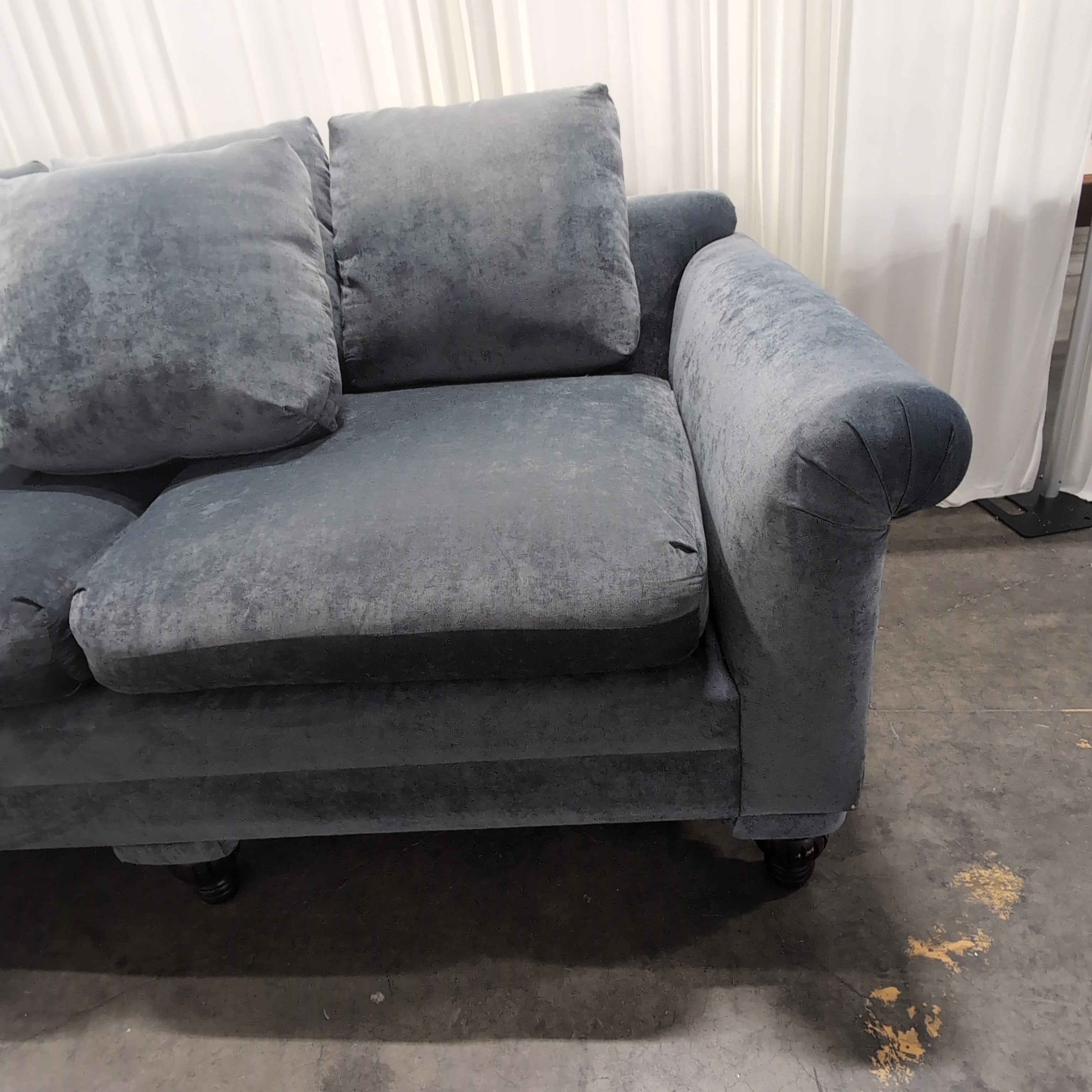 Plush Grey Velvet Loveseat