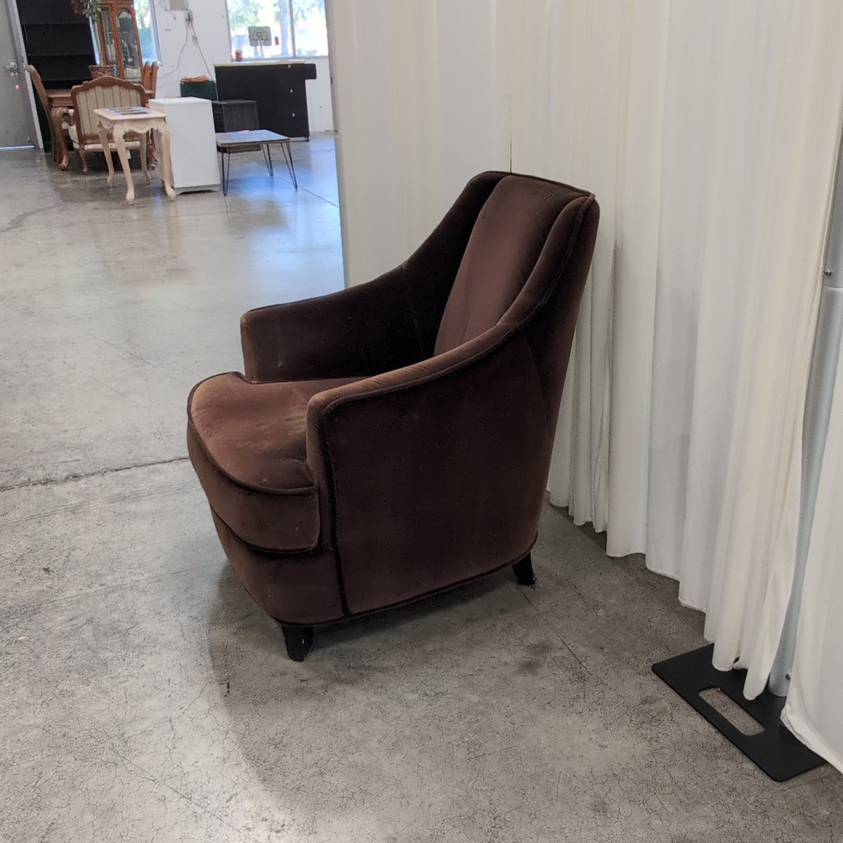 Deep Brown Velvet Upholstered Armchair