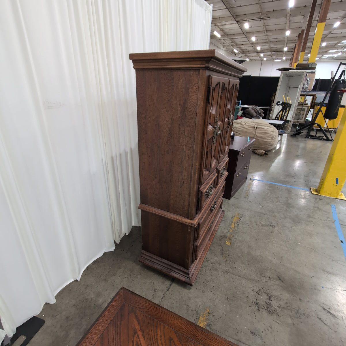 Link Taylor Furniture Dark Brown Wood French Provincial Style Armoire with Ornate Hardware