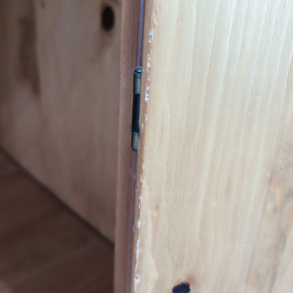 Rustic Pine Four-Door Pantry Cabinet in Natural Wood
