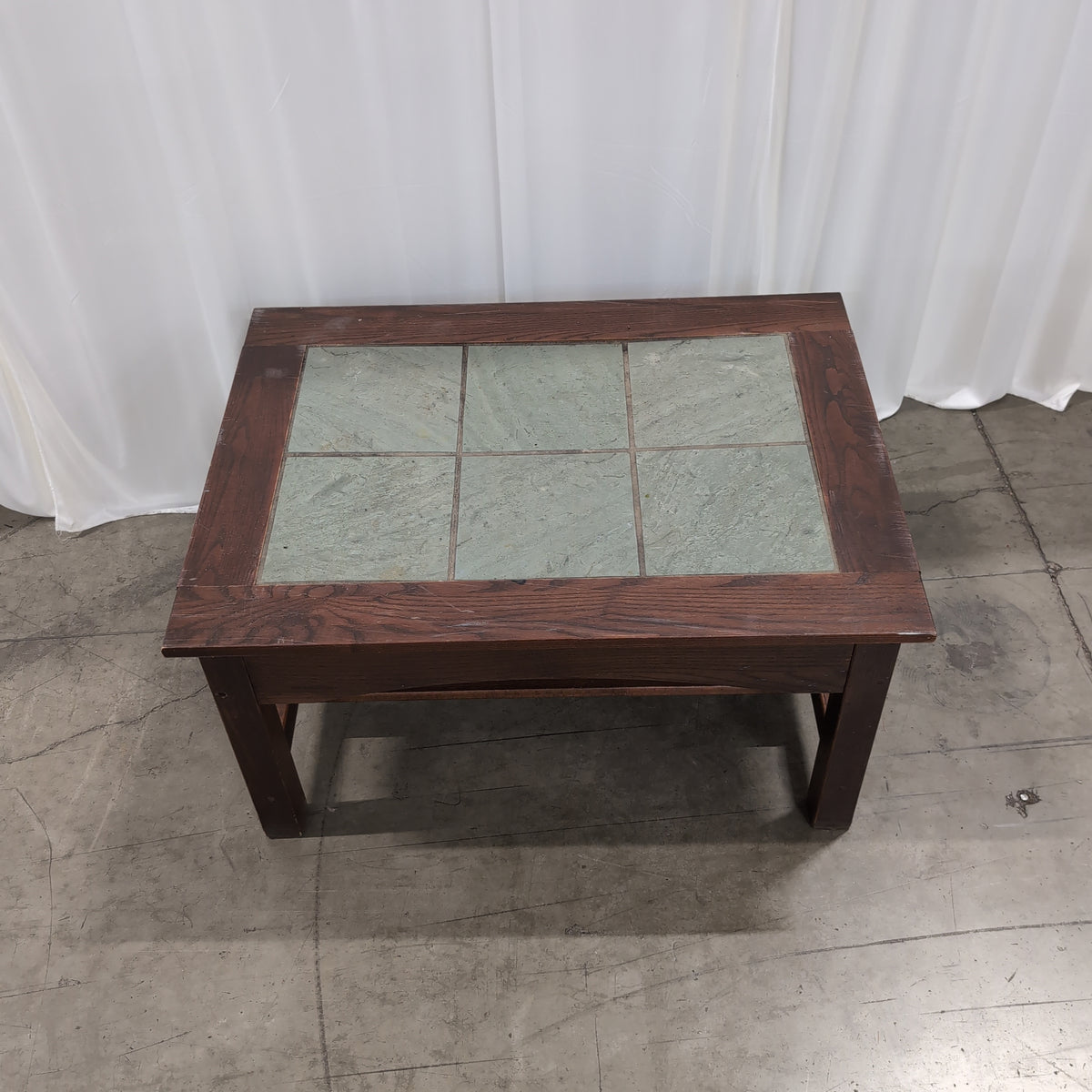 Dark Wood Rectangular Coffee Table with Tile Top