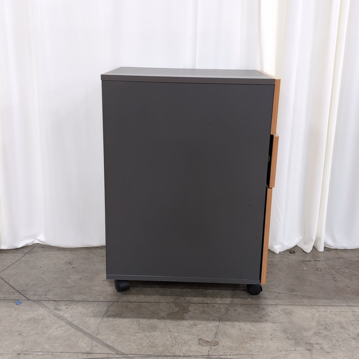 Three-Drawer Wood-Look Filing Cabinet with Gray Top