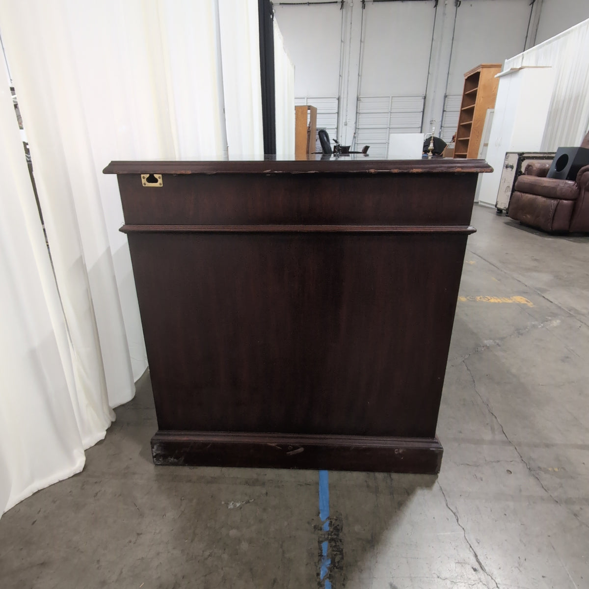 Henkel Moore Traditional Dark Wood Executive Desk with Brass Hardware