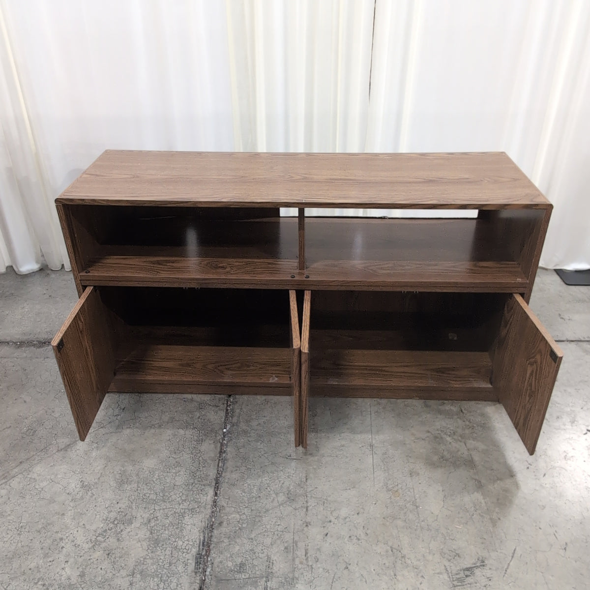 Dark Brown Wood TV Stand with Cabinet Storage