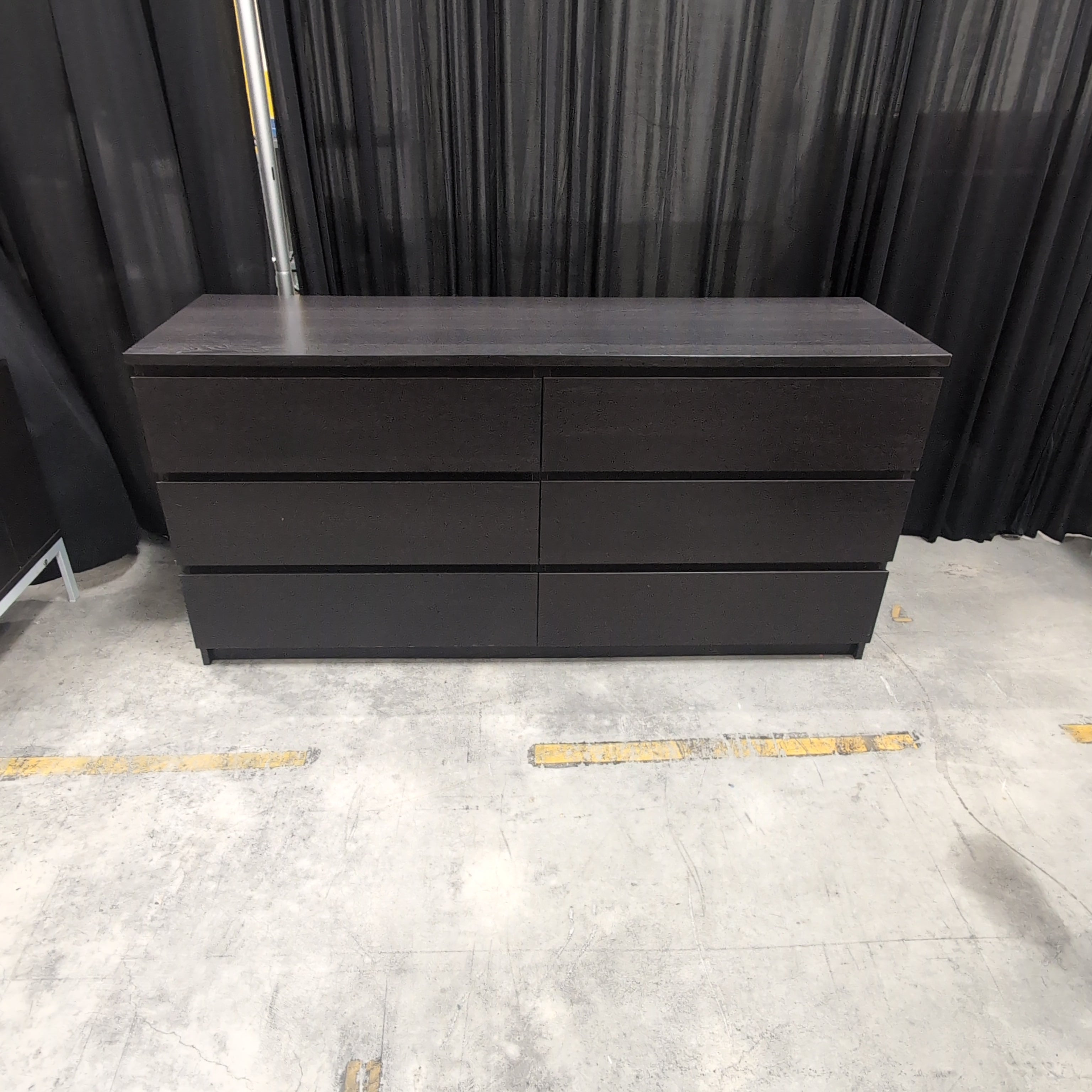 Dark Wood Modern Six-Drawer Dresser