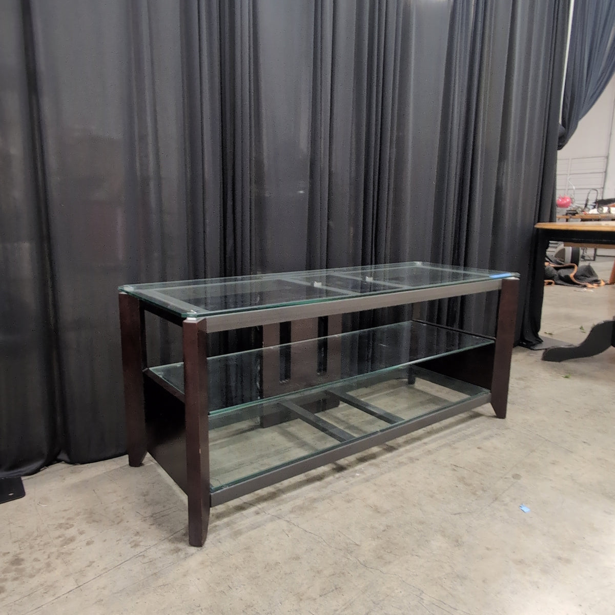 Rectangular Glass Top Coffee Table in Dark Wood
