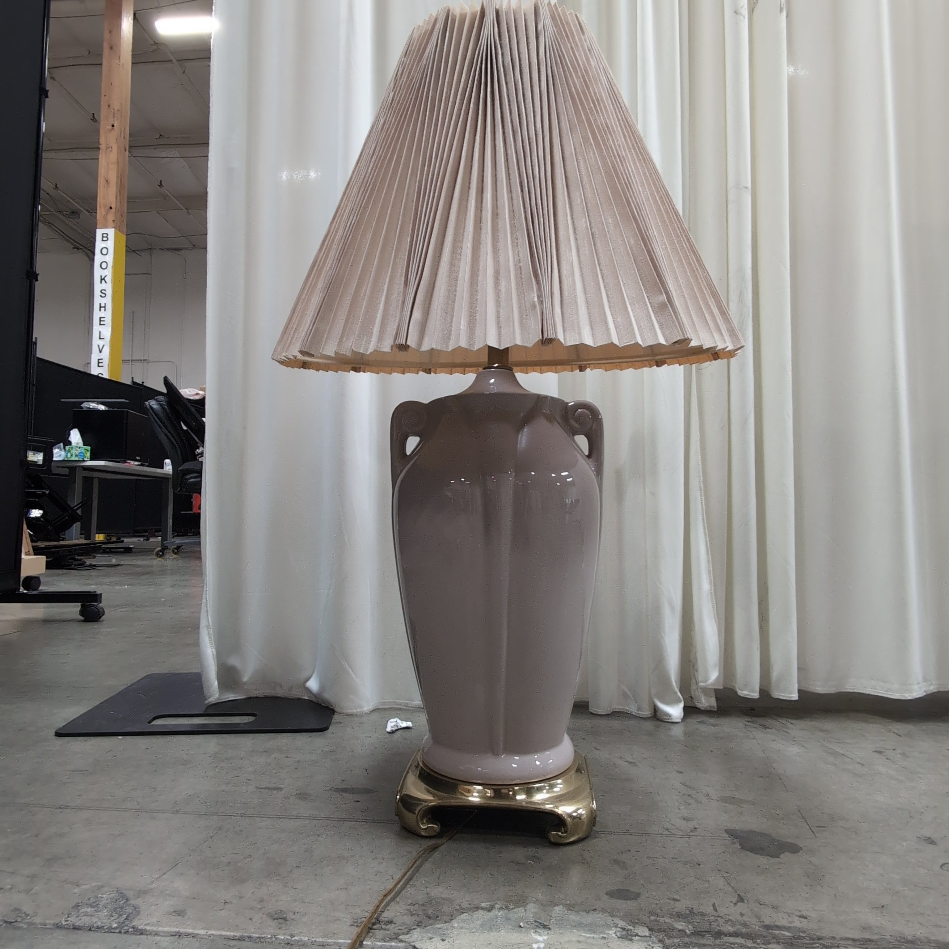 Lavender Ceramic Table Lamp with Pleated Shade