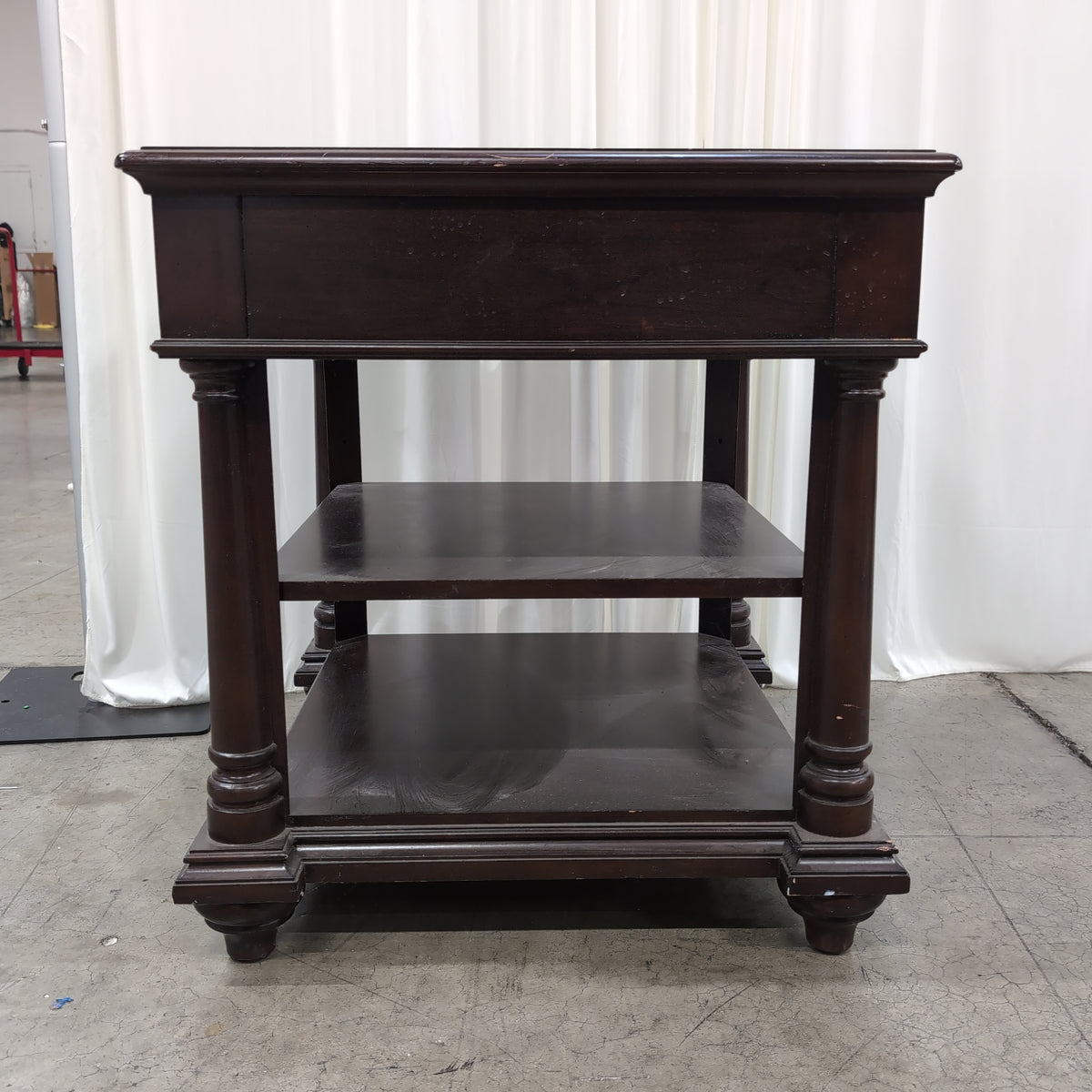 Dark Brown Wood End Table with Storage