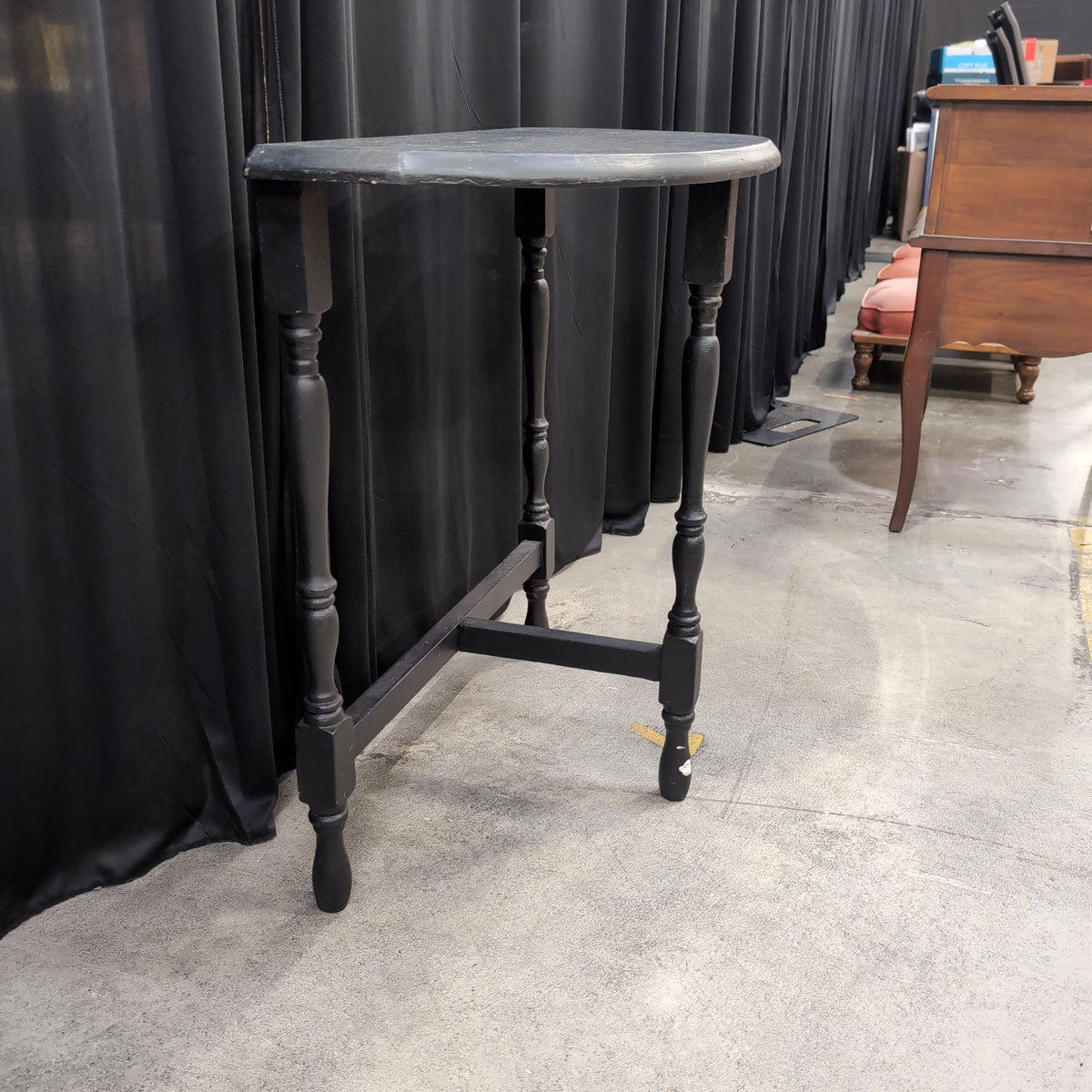 Demilune Dark Grey Console Table with Turned Legs