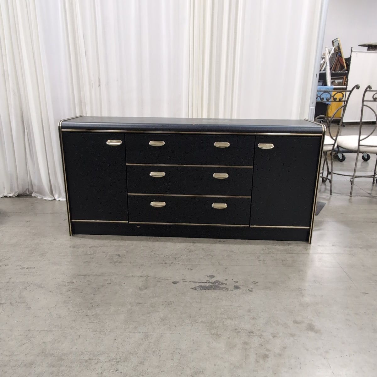 Dynamic Furniture Corp-Black Storage Buffet with Gold-Tone Hardware