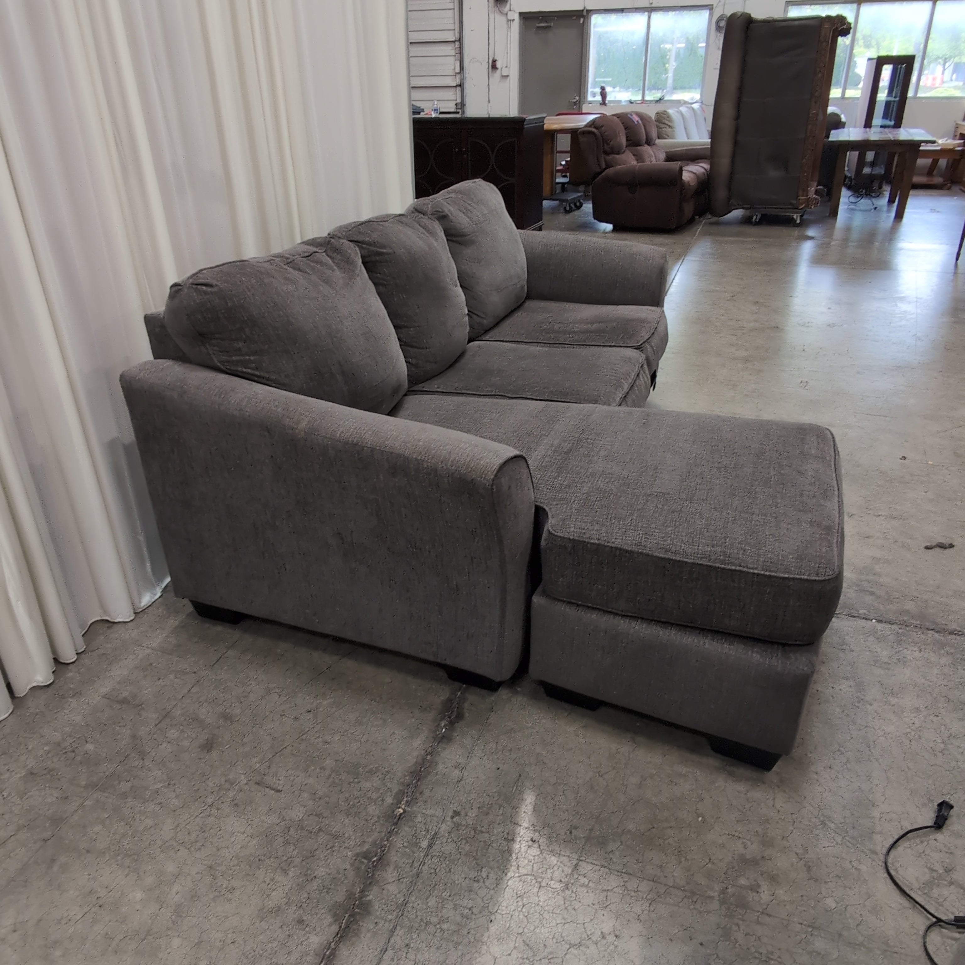 Dark Gray Fabric L-Shaped Sectional Couch with Chaise