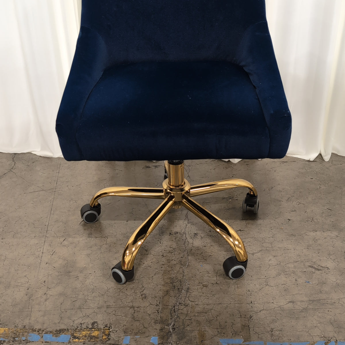 Deep Blue Velvet Swivel Office Chair