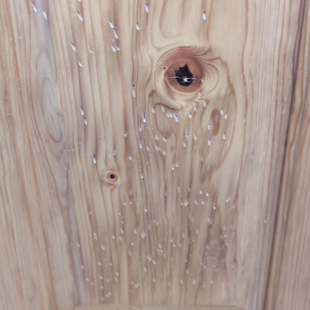 Rustic Pine Four-Door Pantry Cabinet in Natural Wood