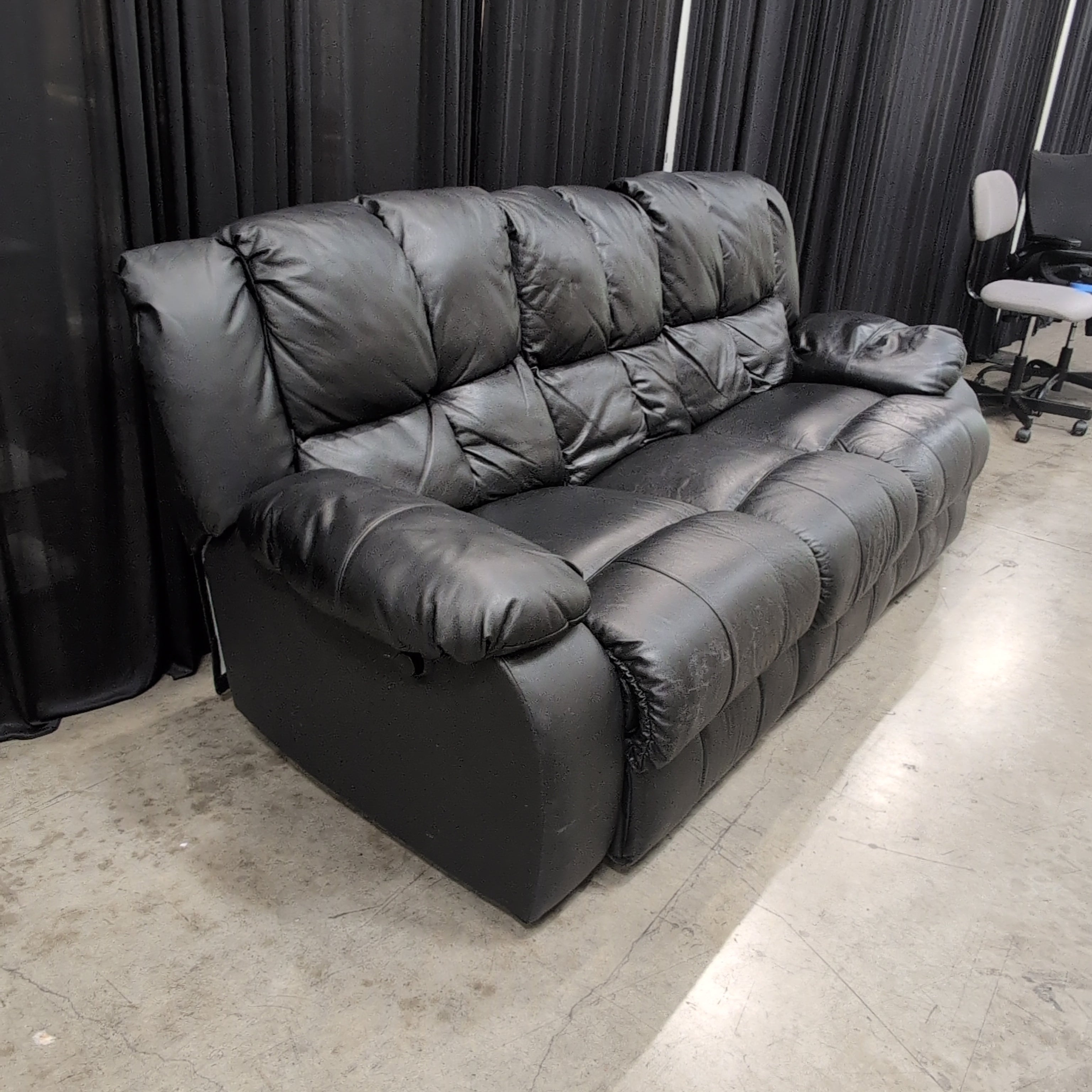 Black Faux Leather Reclining Couch
