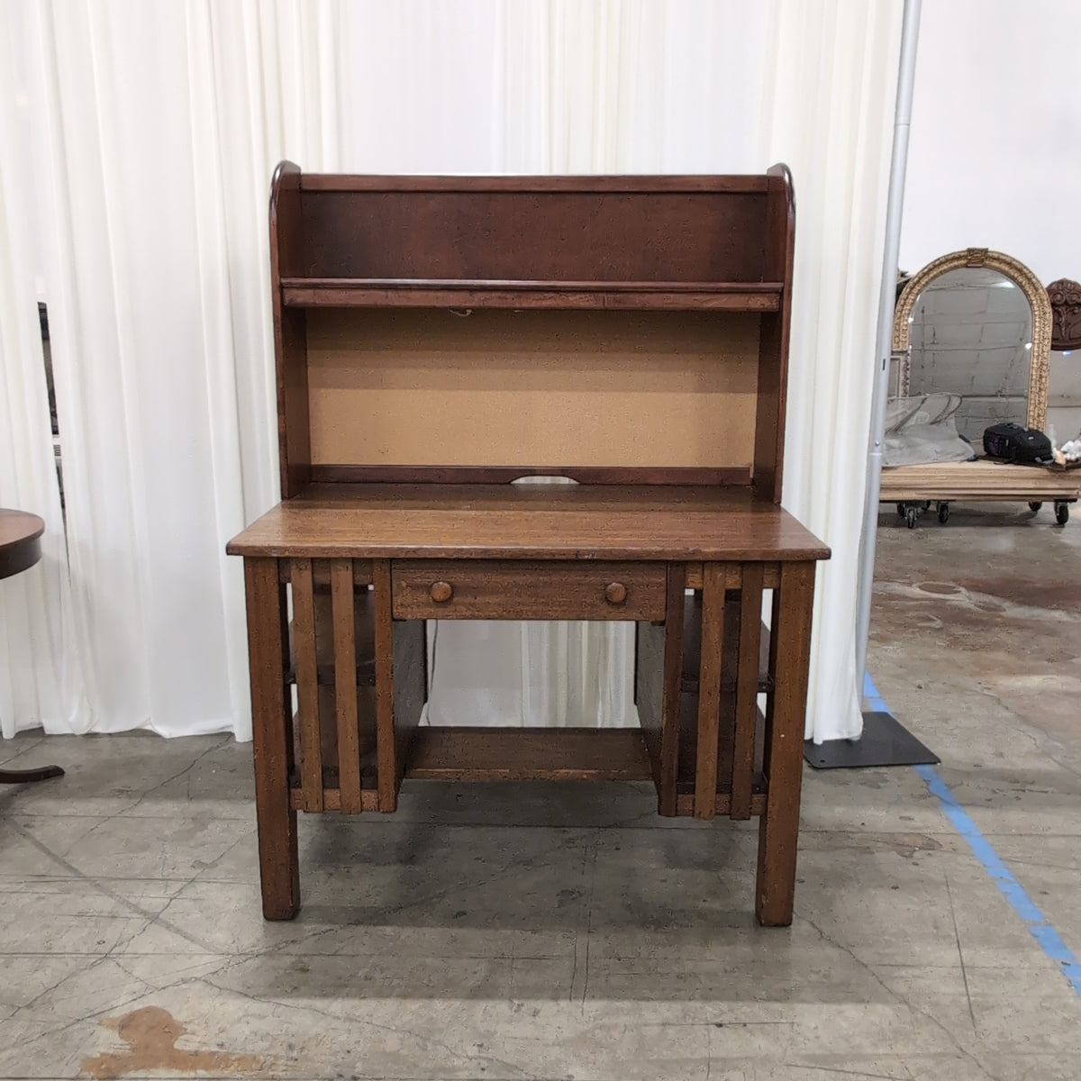 Mission Style Wood Desk with Hutch