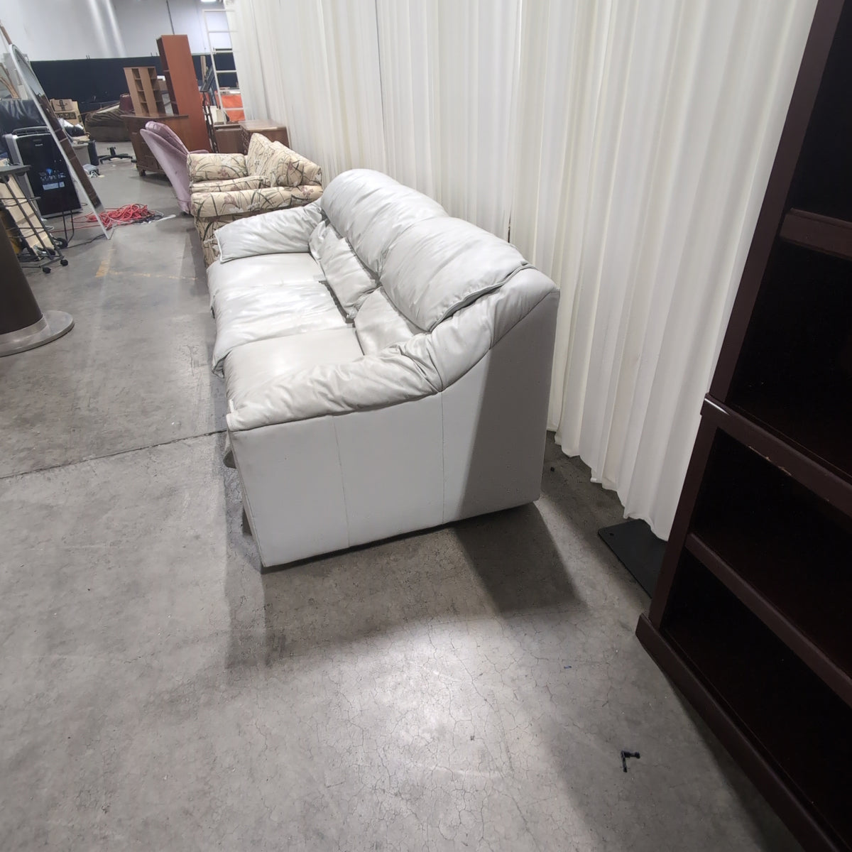 Emerson Leather Plush White Padded Leather Couch
