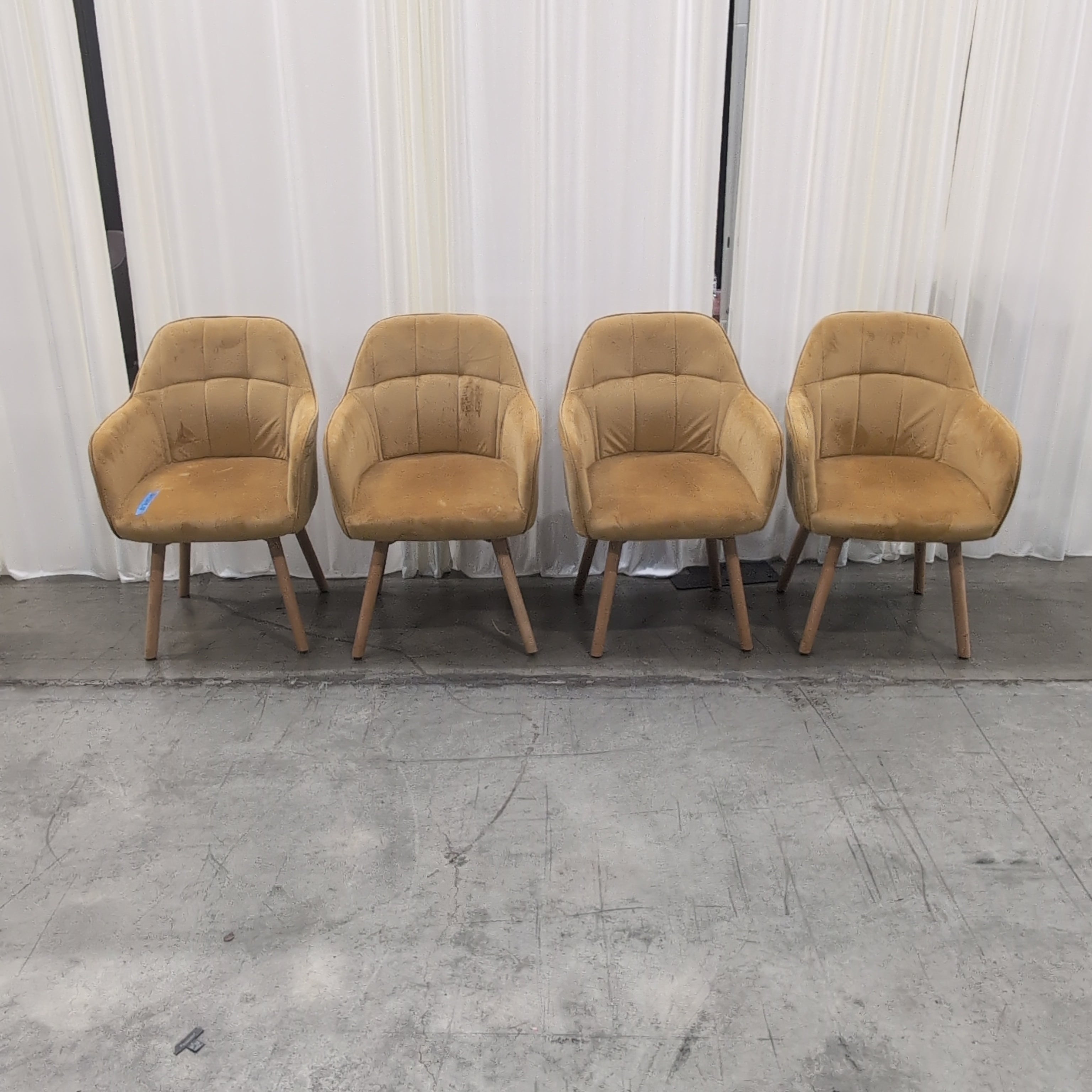 Set of four Channel Tufted Mustard Yellow Accent Chair