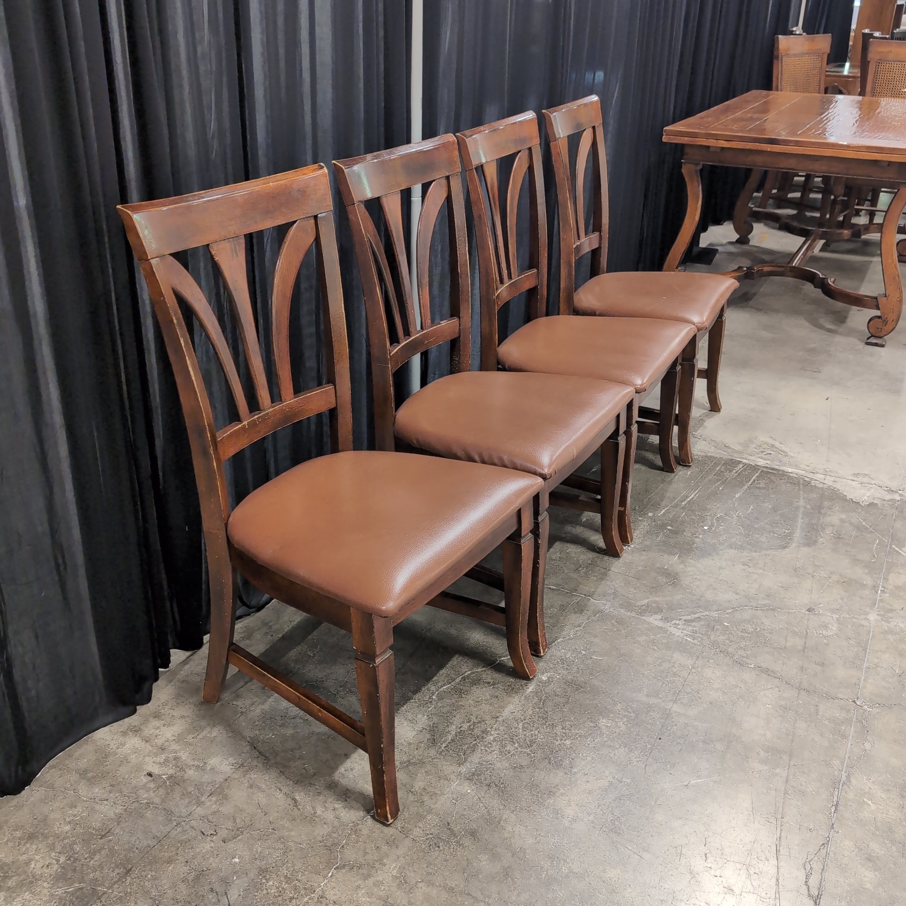 Dark Wood Dining Chair with Curved Back