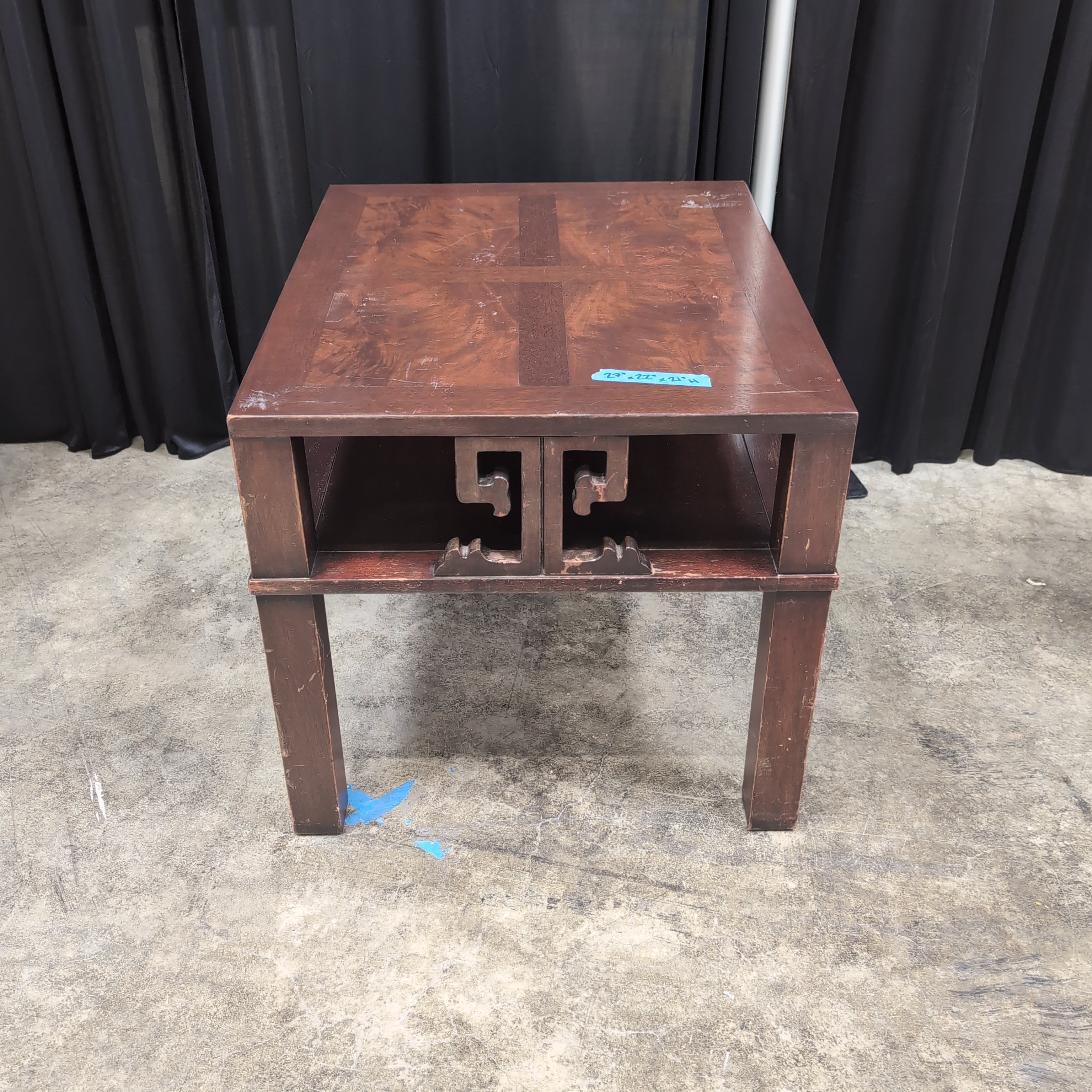 Dark Stained Hardwood Asian-Inspired End Table
