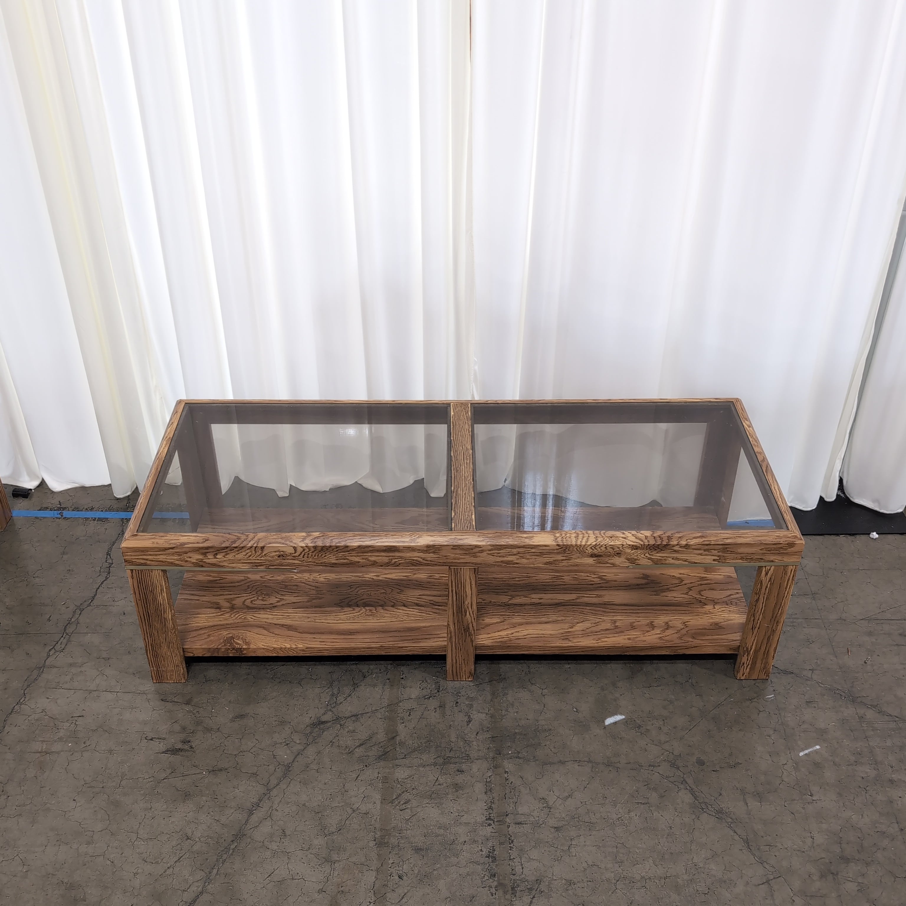 Rectangular Wood Coffee Table with Glass Top
