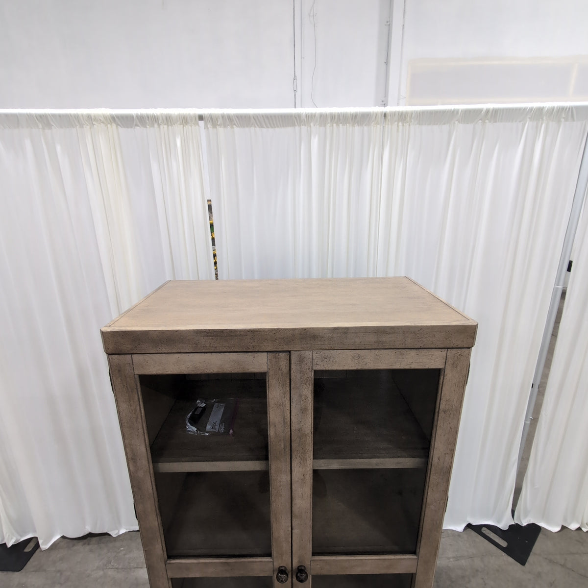 Light Brown Wood Two-Door China Cabinet