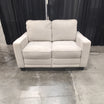 Light Beige Upholstered Loveseat with Track Arms