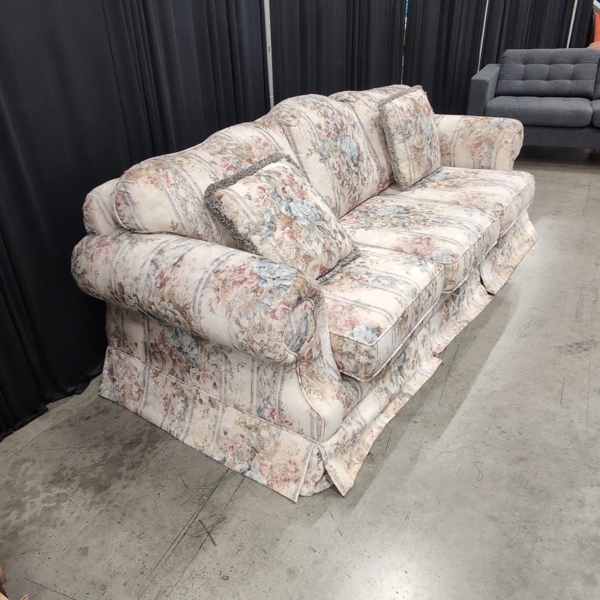 Traditional Floral Pattern Fabric Couch