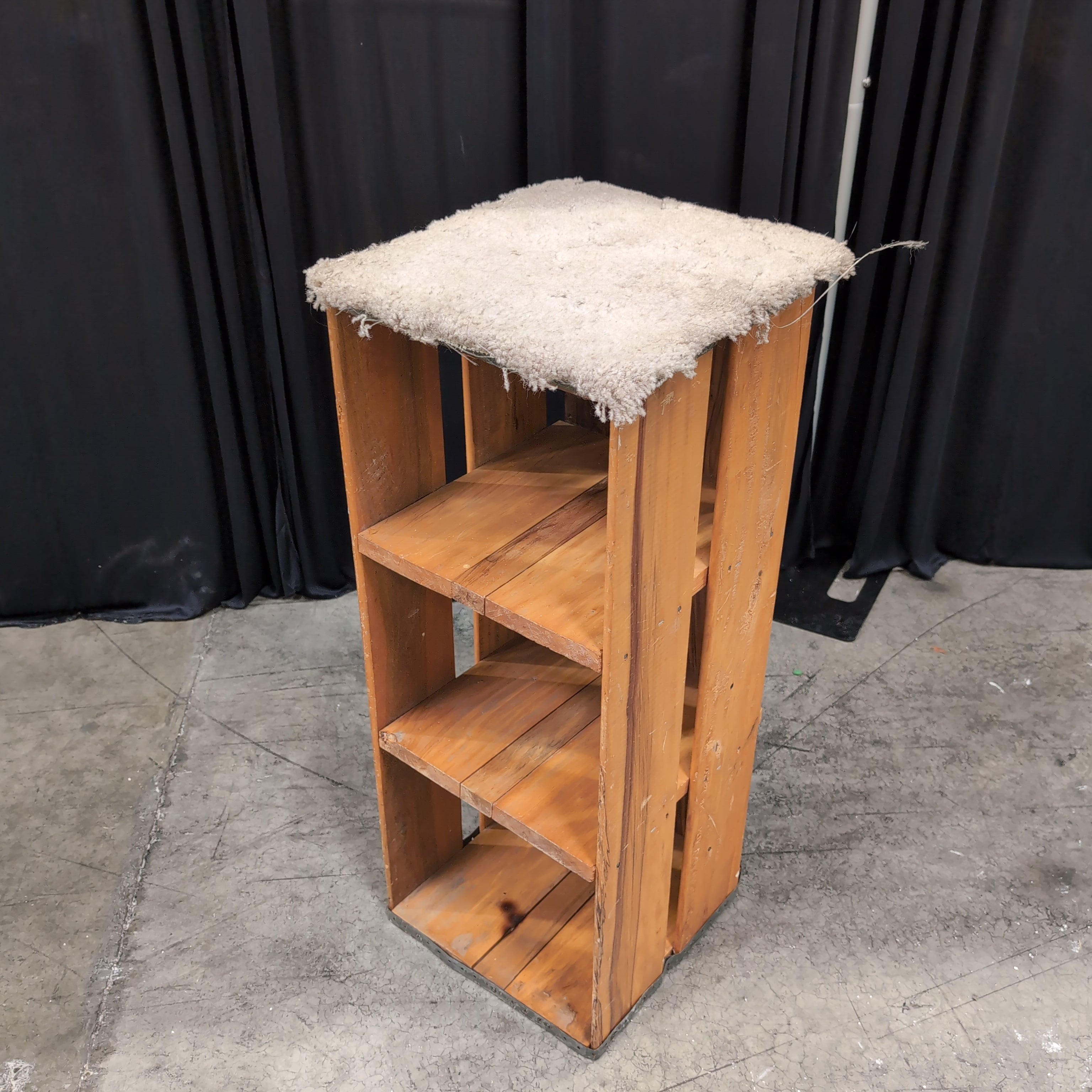 Rustic Wood Three-Shelf Bookcase with Metal Accents