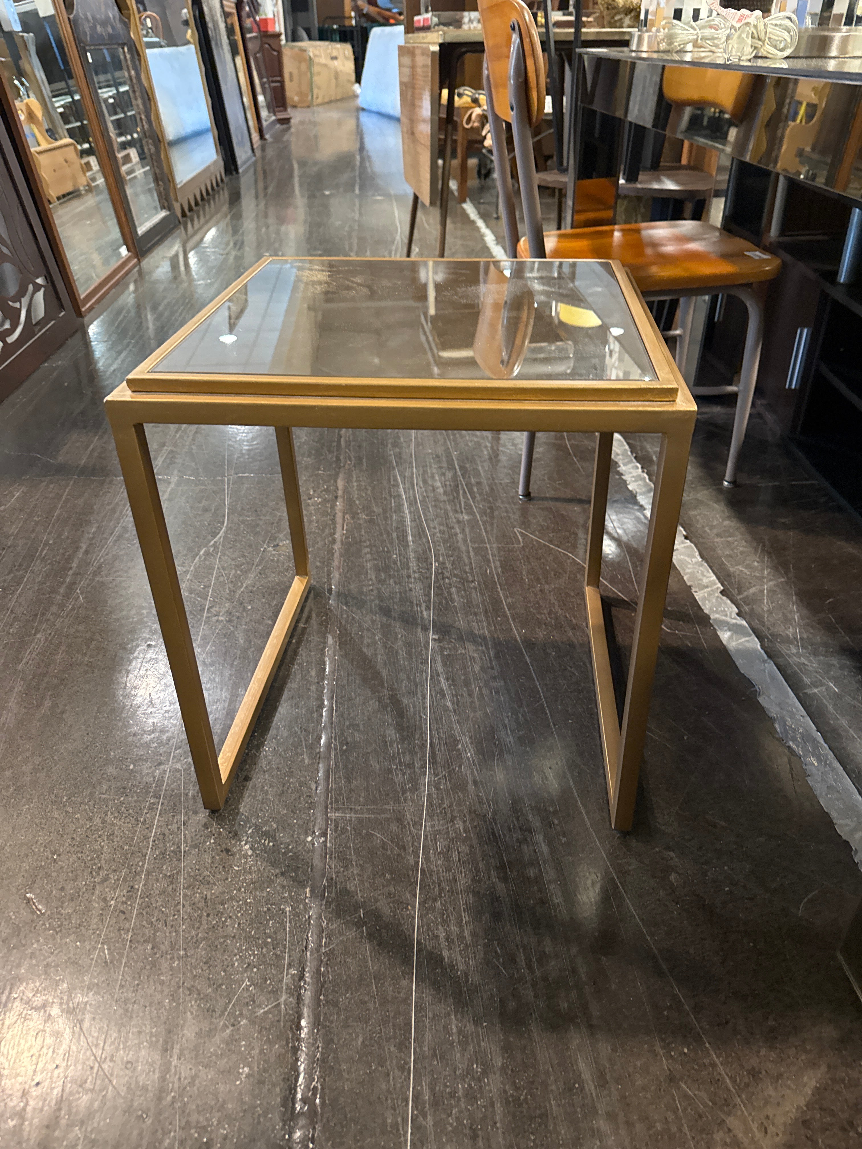 Pier 1 Imports Gold Metal & Glass Accent Side Table