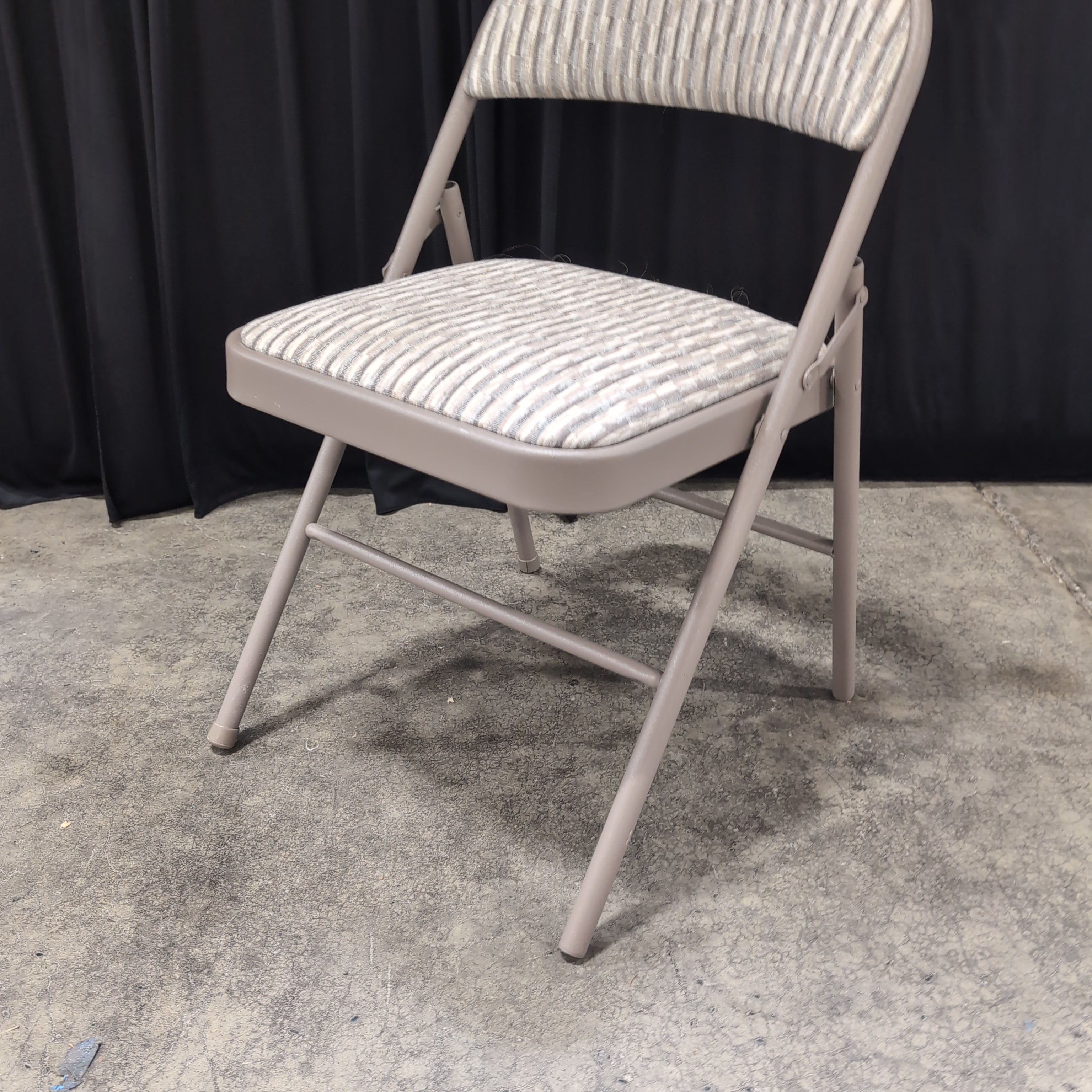 Taupe Metal Folding Chair with Padded Seat