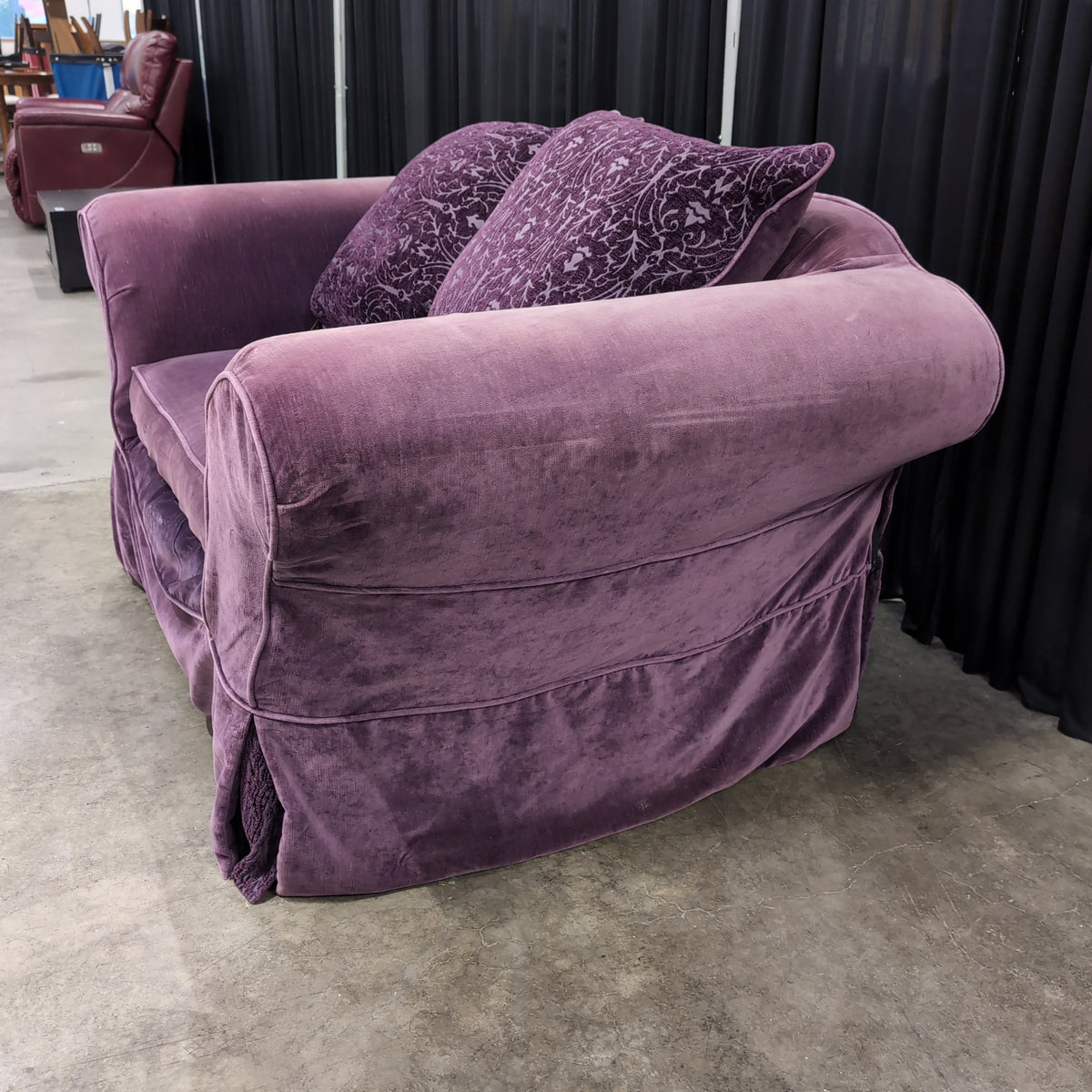 Plush Mauve Rolled Arm Armchair in Velvet