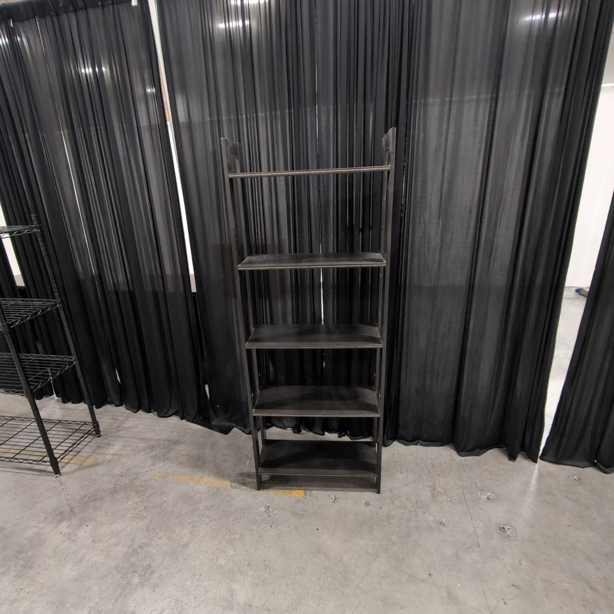 Dark Brown Five-Shelf Ladder Bookcase