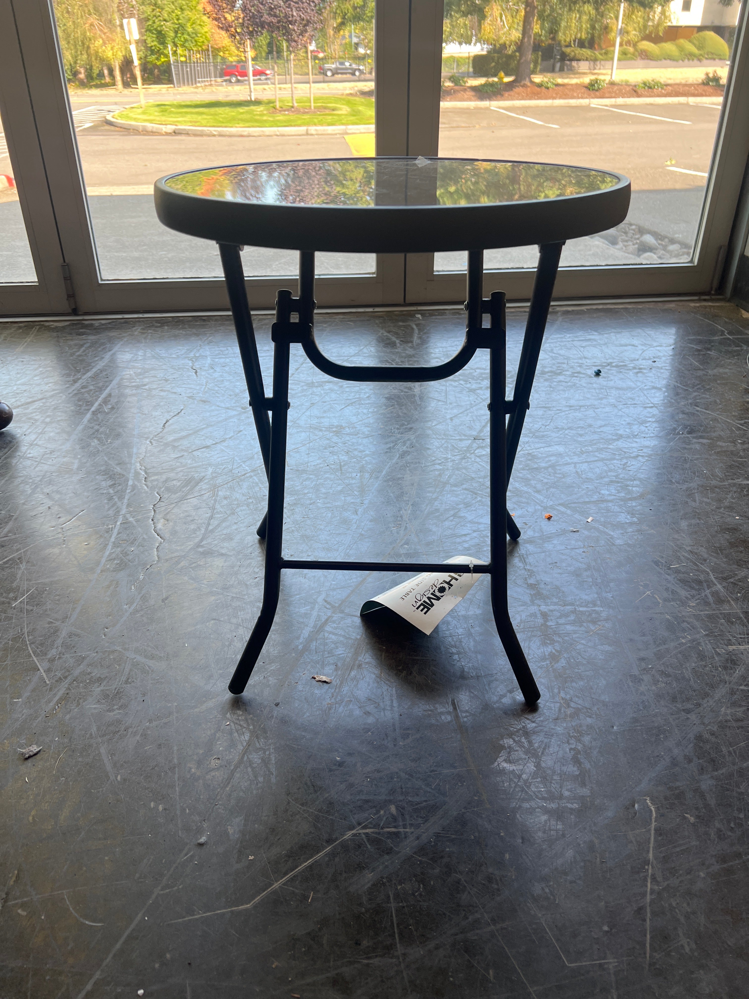 Rite Aid Home Design Folding Side Table with Glass Top