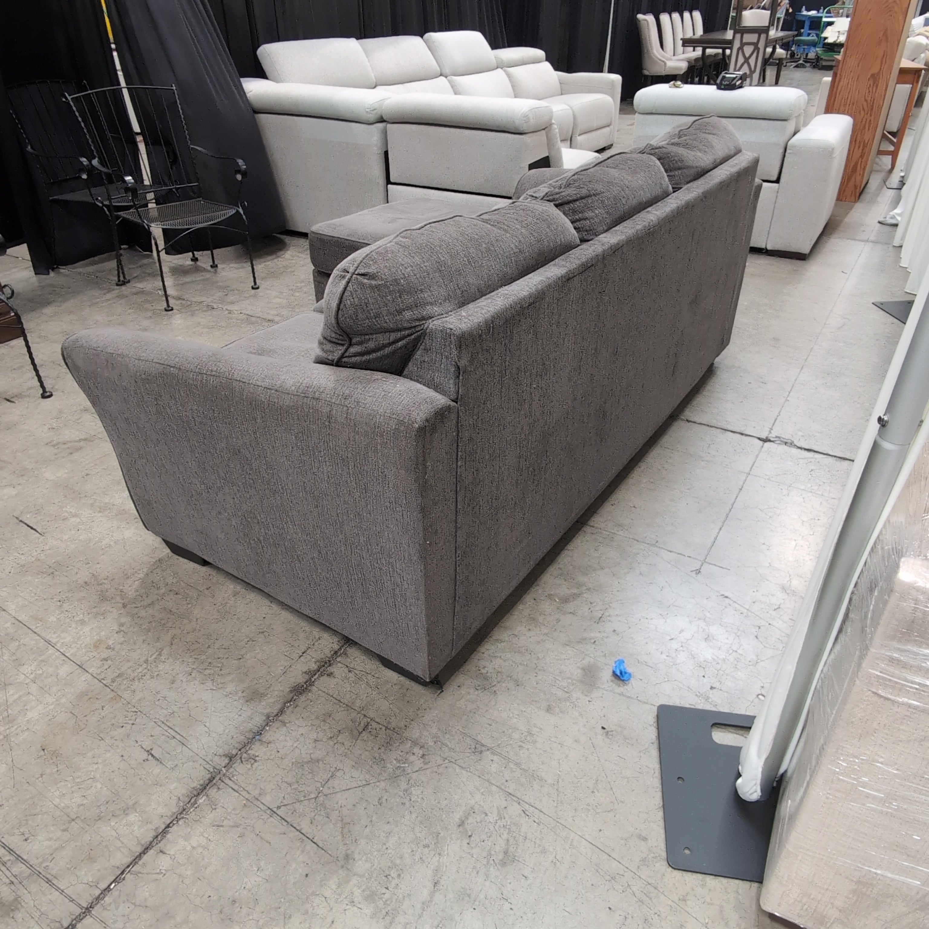 Dark Gray Fabric L-Shaped Sectional Couch with Chaise