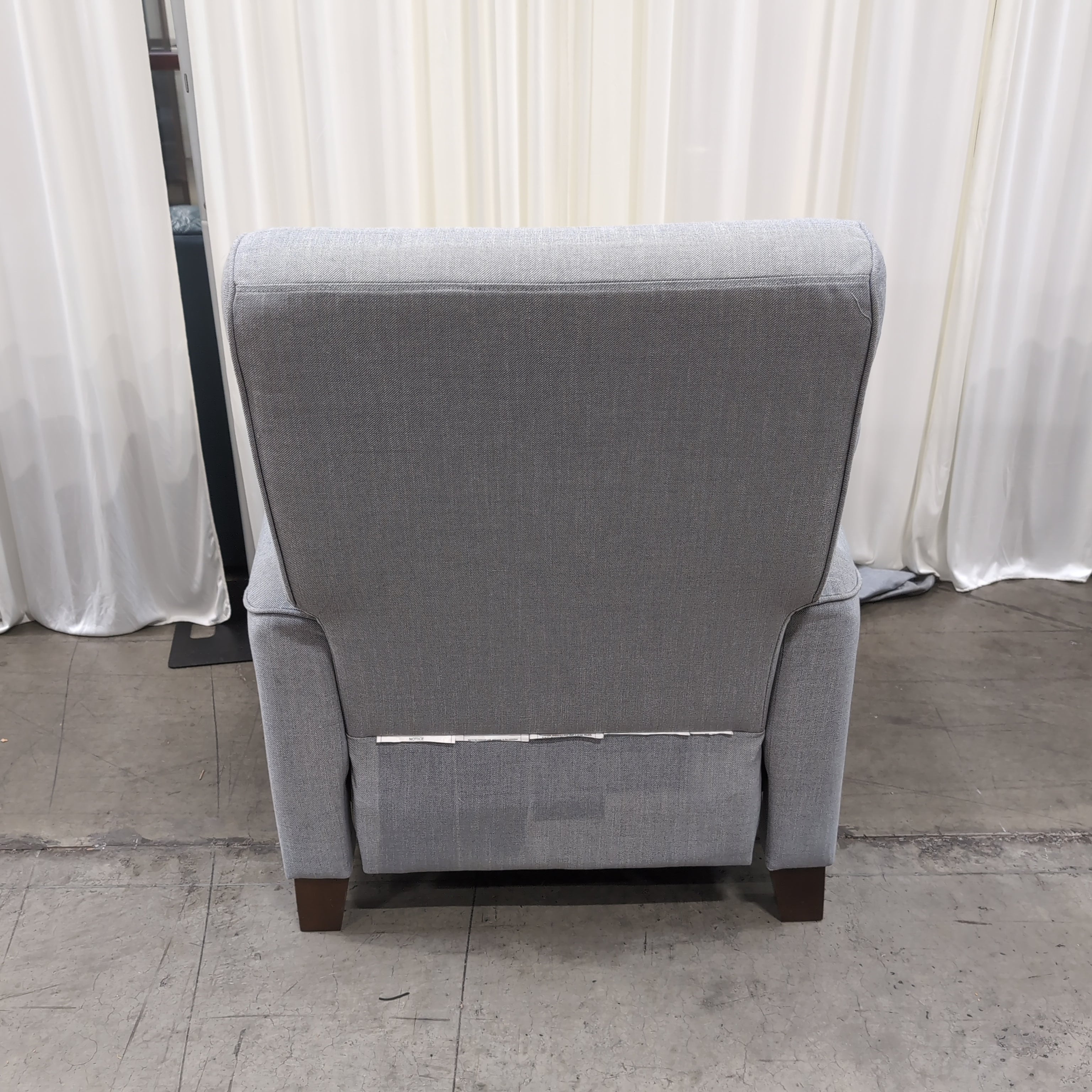 Grey Fabric Recliner with Rolled Arms