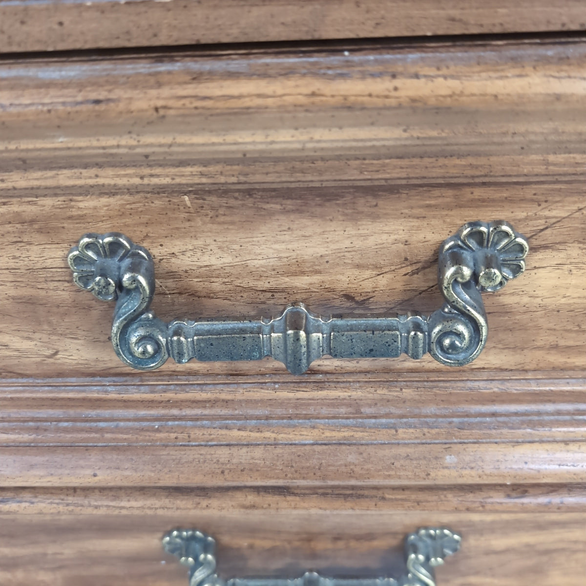 French Provincial Style Wood Dresser with Ornate Hardware