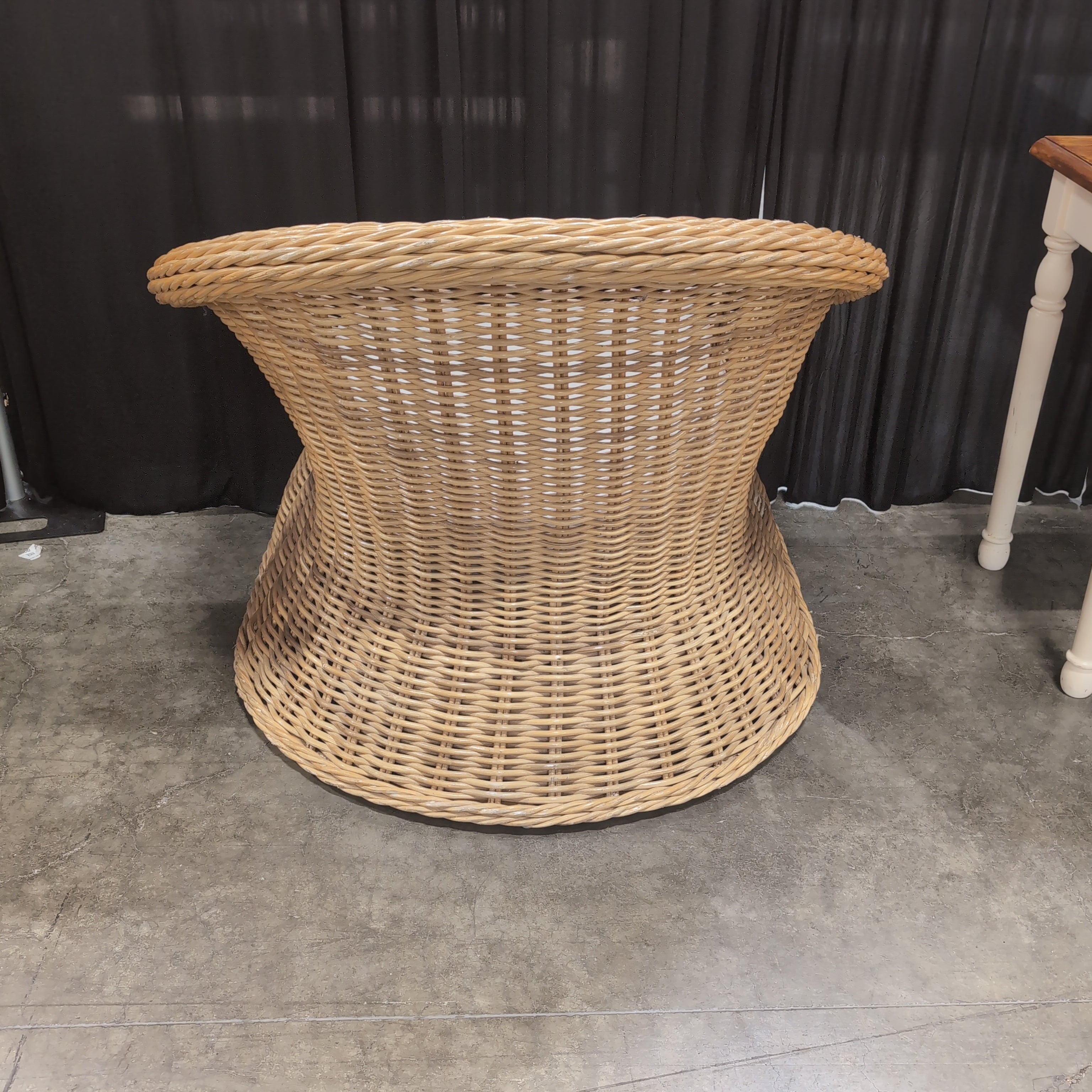Natural Wicker Barrel Chair with Cream Cushion