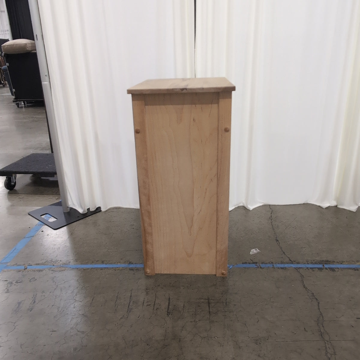 Natural Finish Wood Nightstand with Cabinet Doors