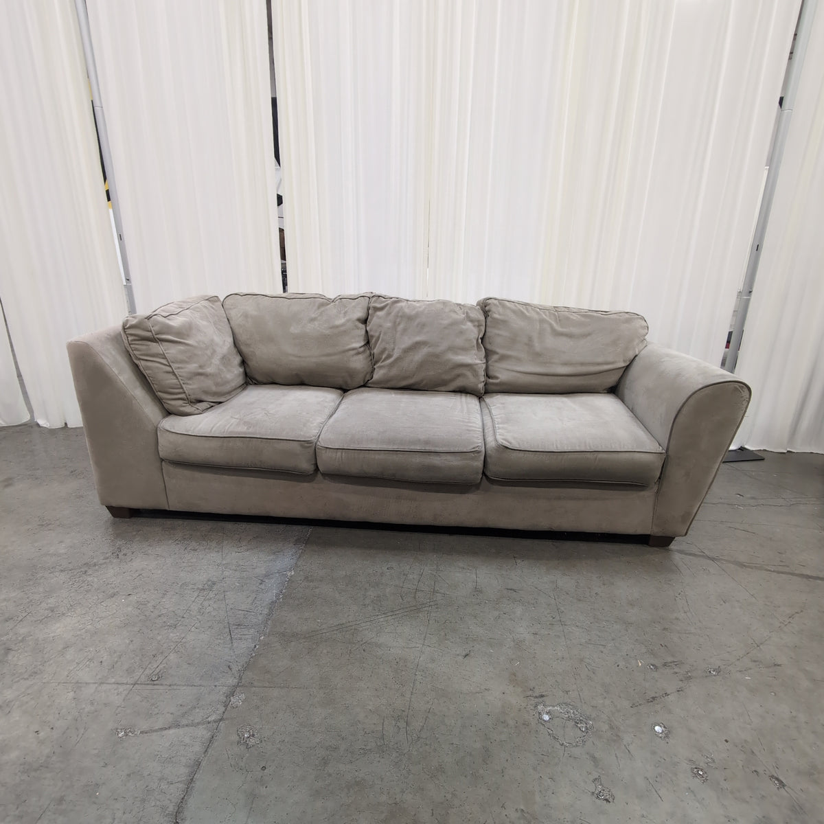 Light Beige Fabric Rolled Arm Sectional Couch