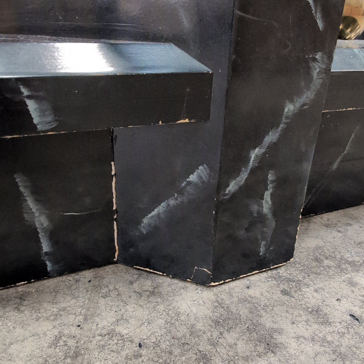 Geometric Black Marble and Glass Coffee Table