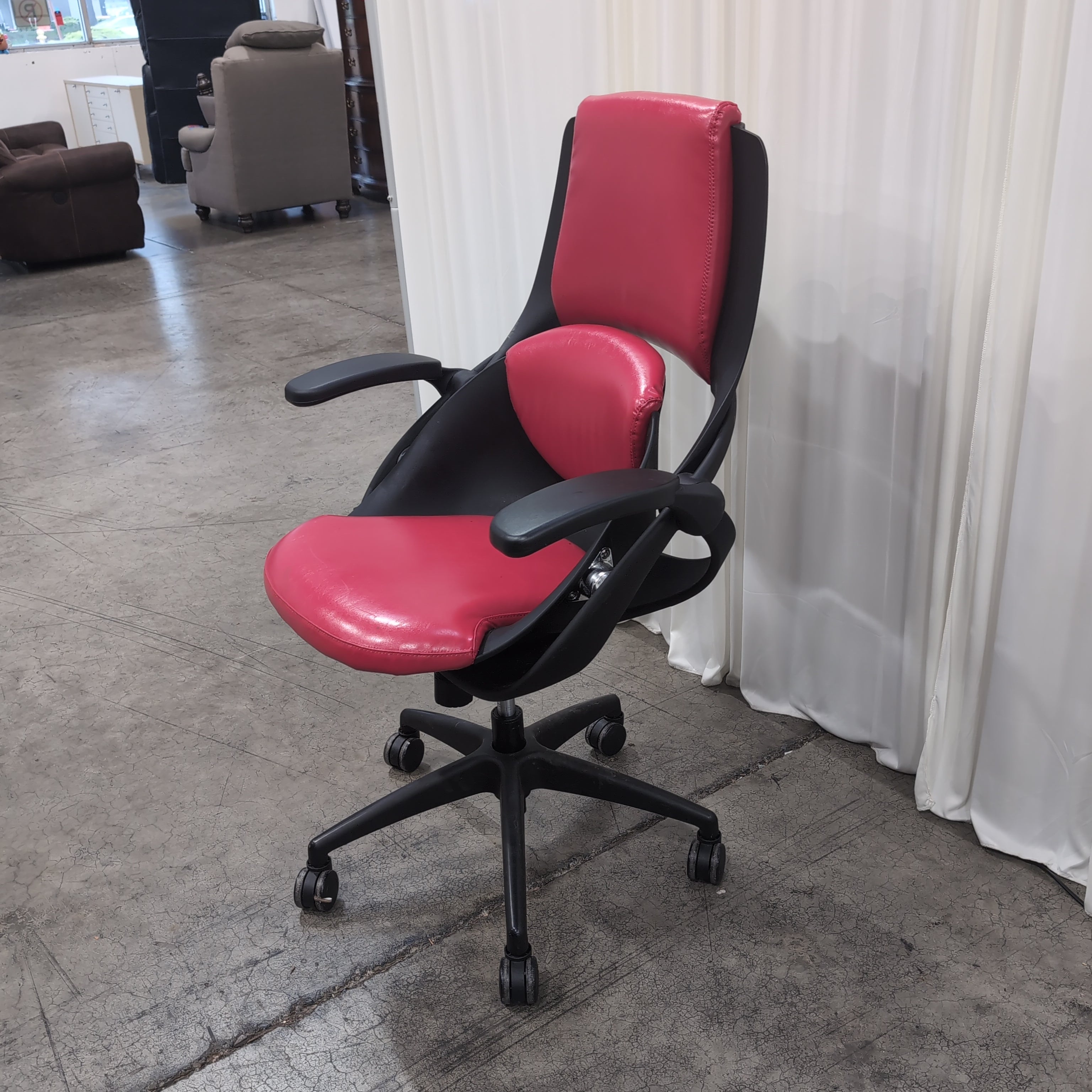 Red and Black Faux Leather Office Chair