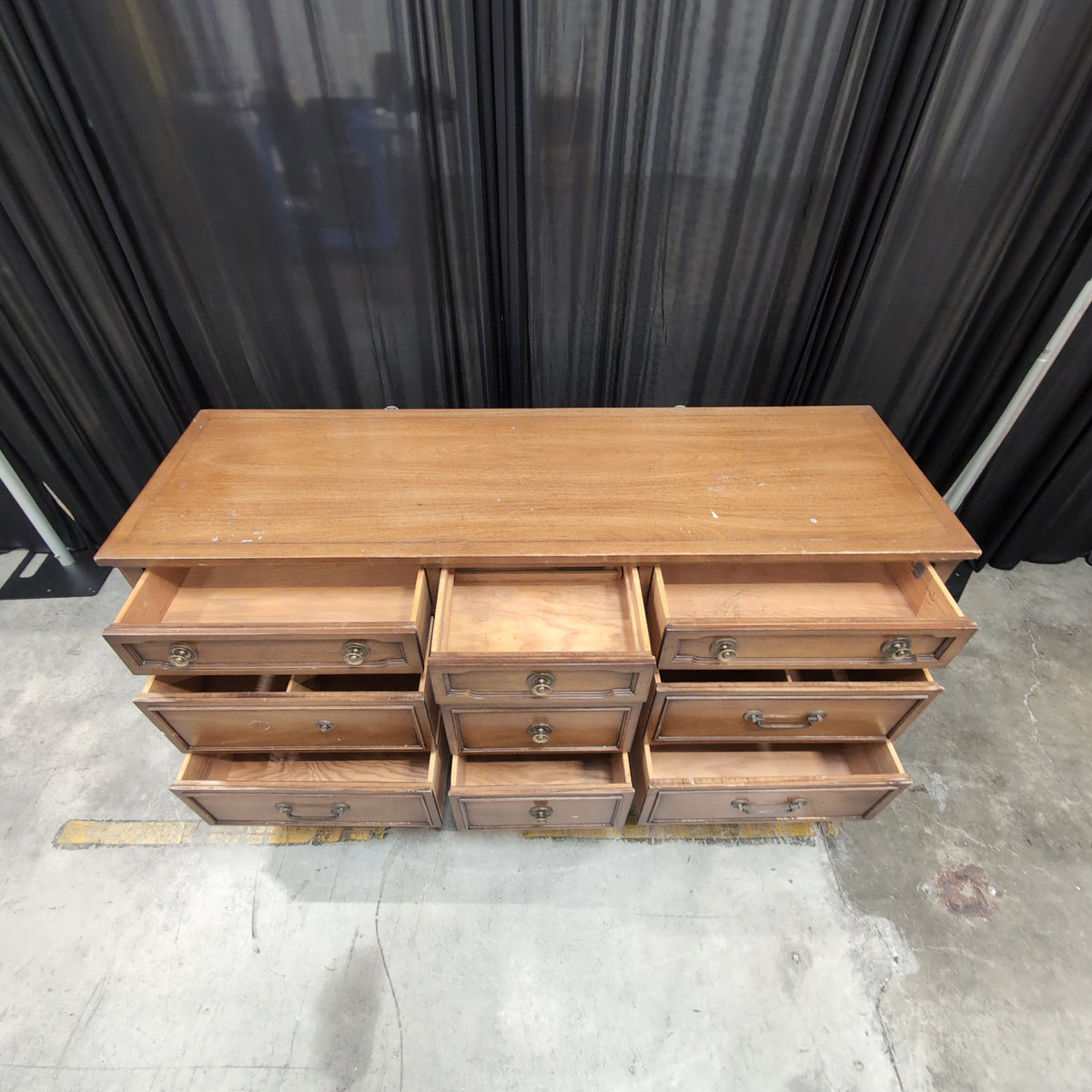 Traditional Wood Nine-Drawer Dresser with Ornate Hardware