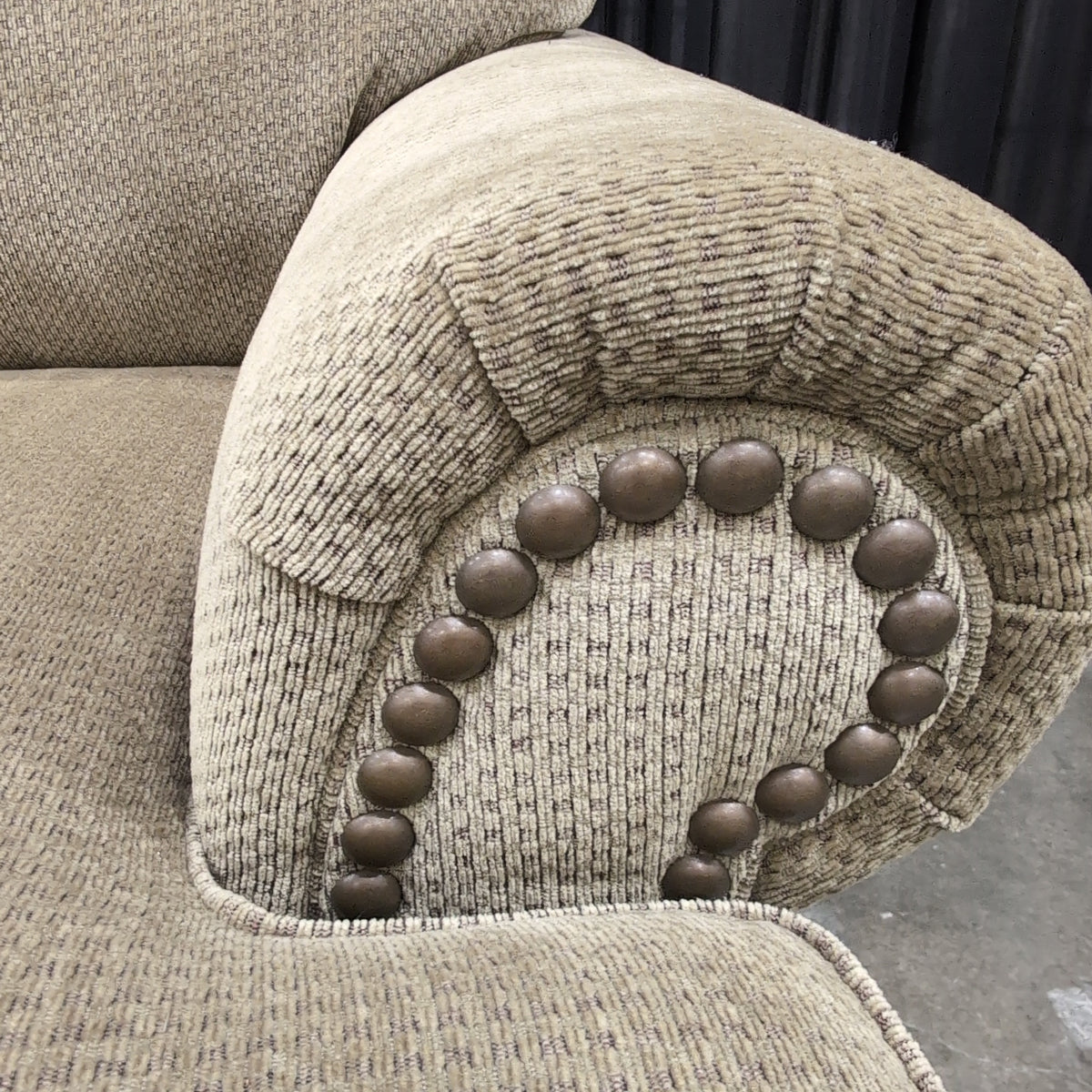 Sage Green Rolled Arm Loveseat in Textured Fabric