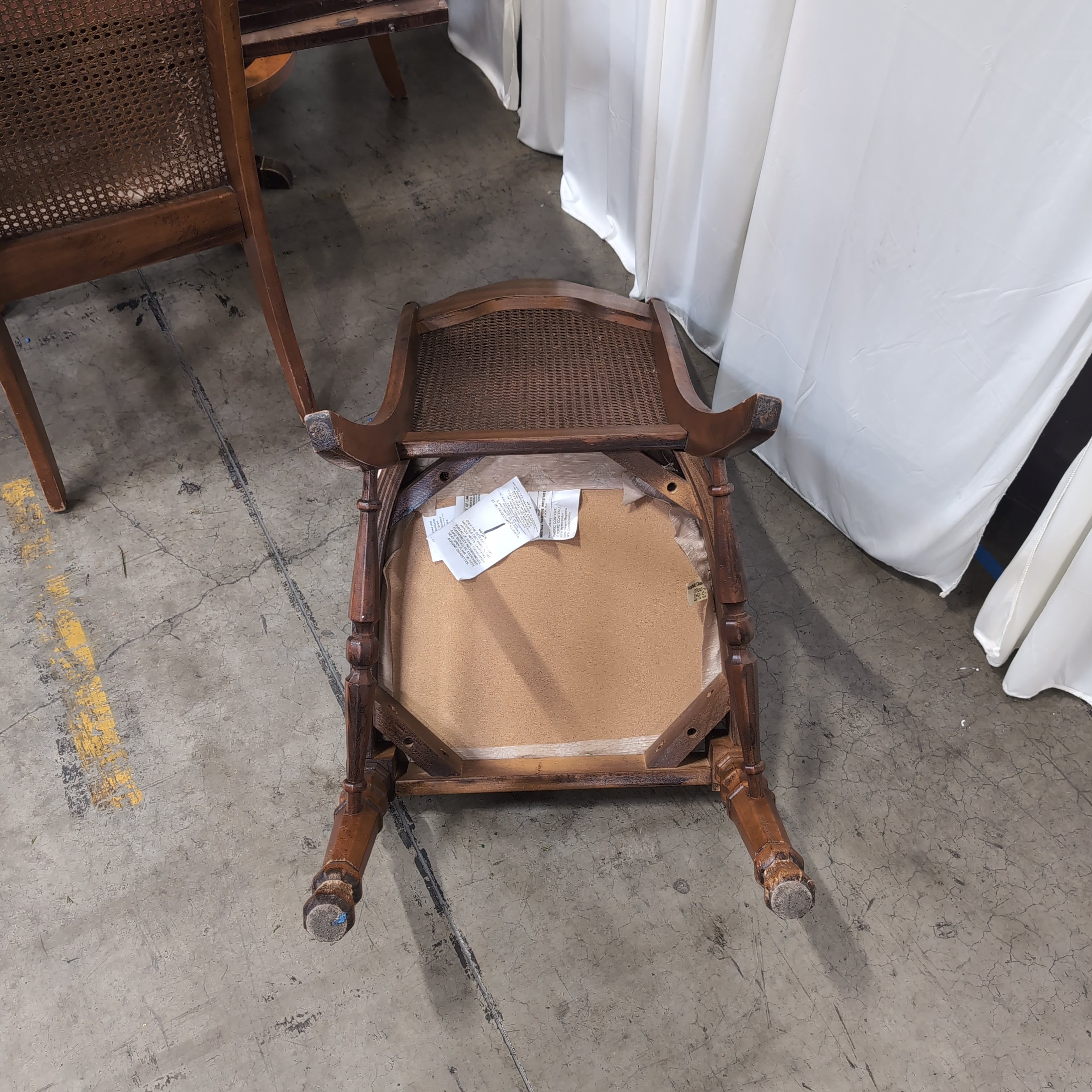 French Provincial Brown Wood Dining Chair with Shell Detail